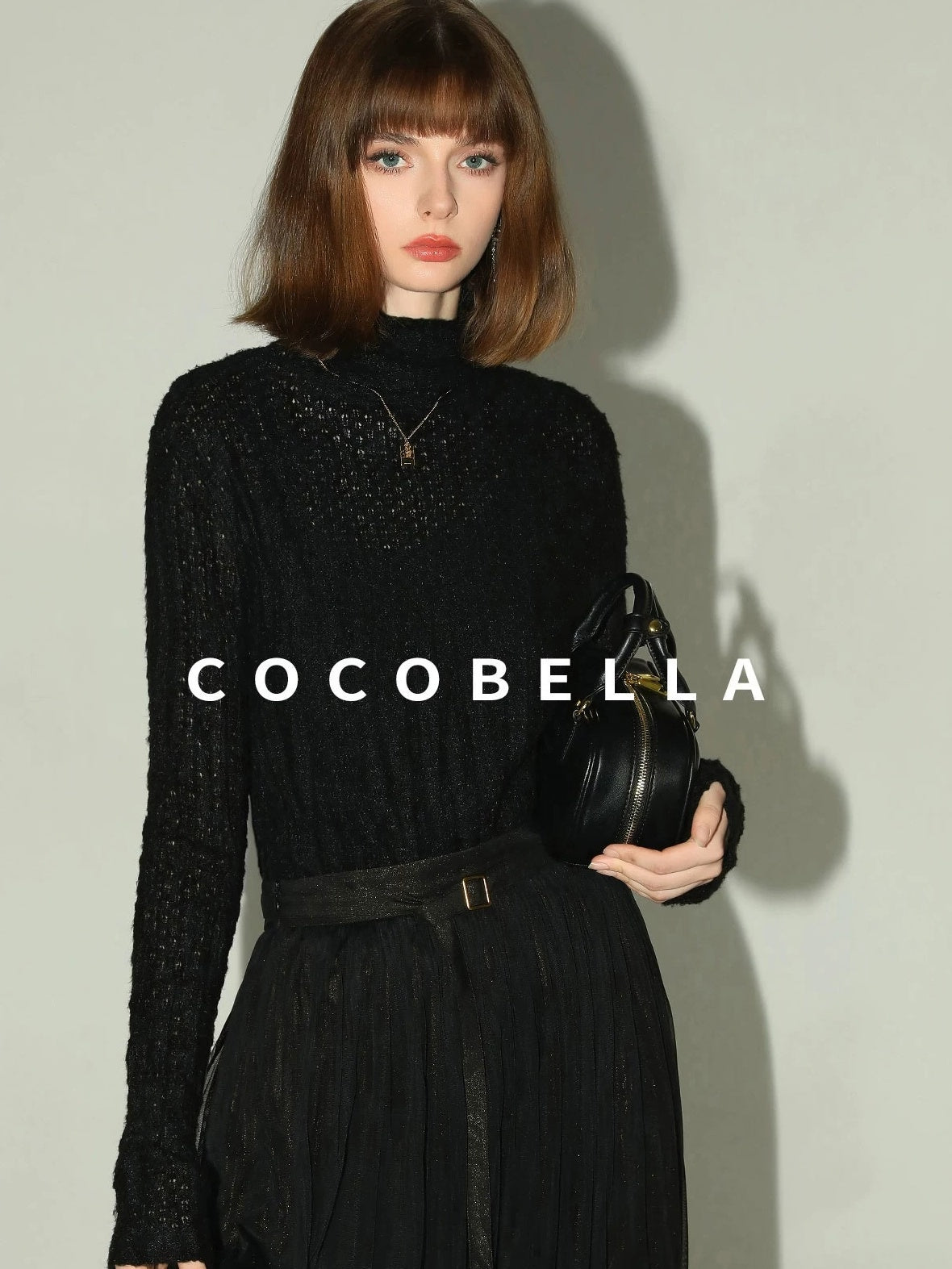 COCOBELLA Soft Pleated Turtleneck Slim Fit Commuter Ol Long Sleeve Women T-Shirts