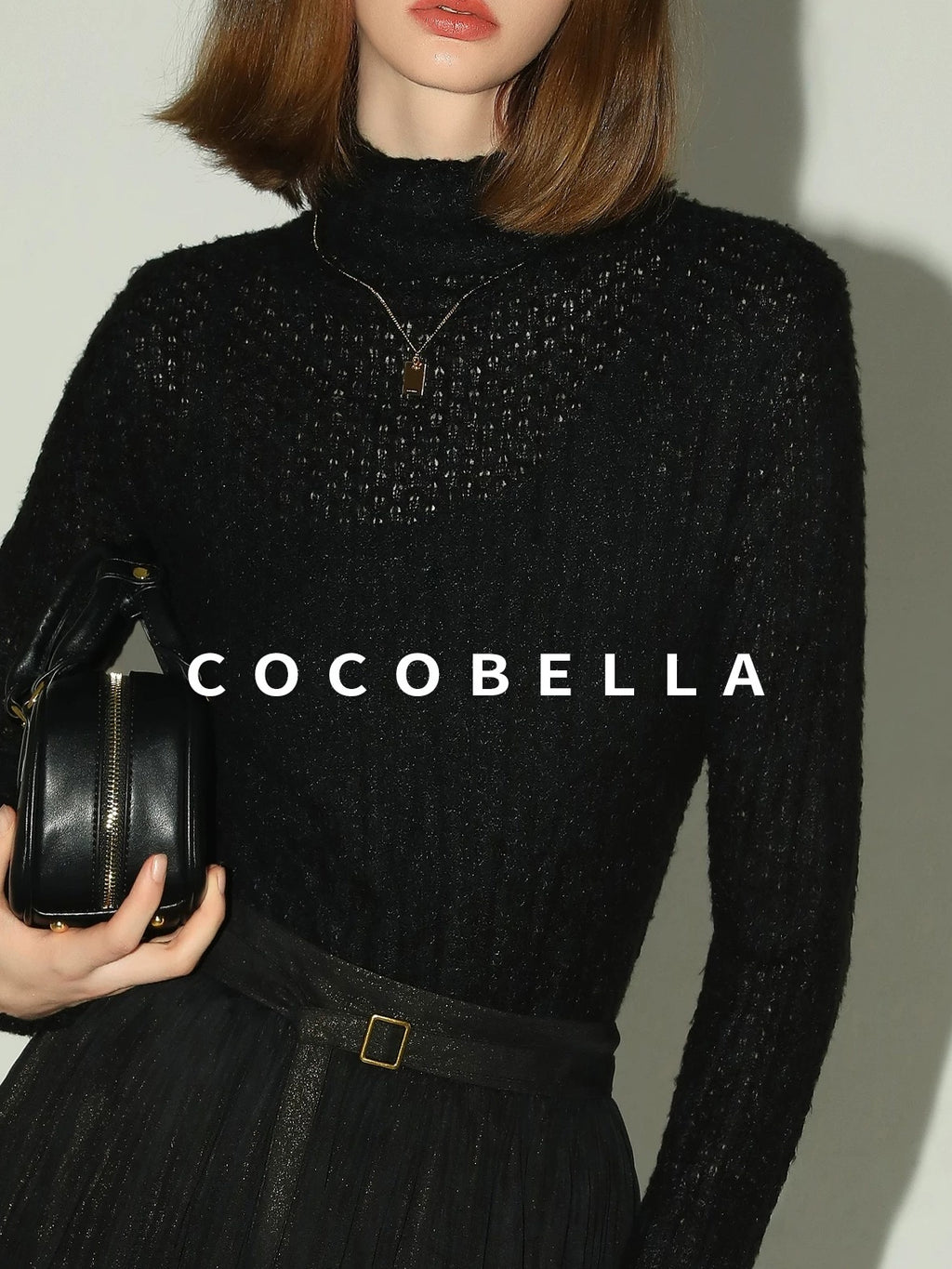 COCOBELLA Soft Pleated Turtleneck Slim Fit Commuter Ol Long Sleeve Women T-Shirts