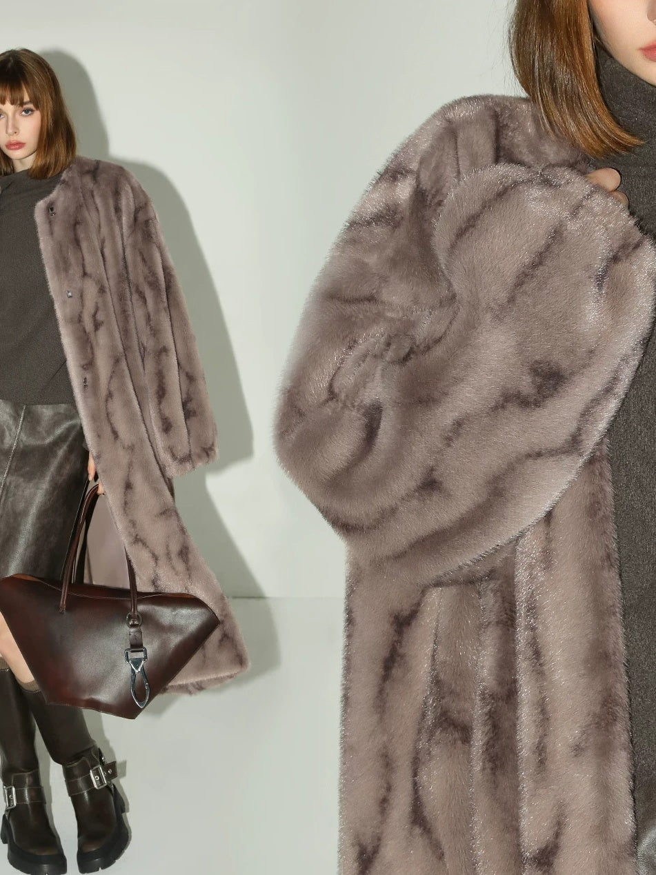 COCOBELLA Soft Plush Faux Fur Stand Collar Minimalist Commuter Women Outerwear Jackets