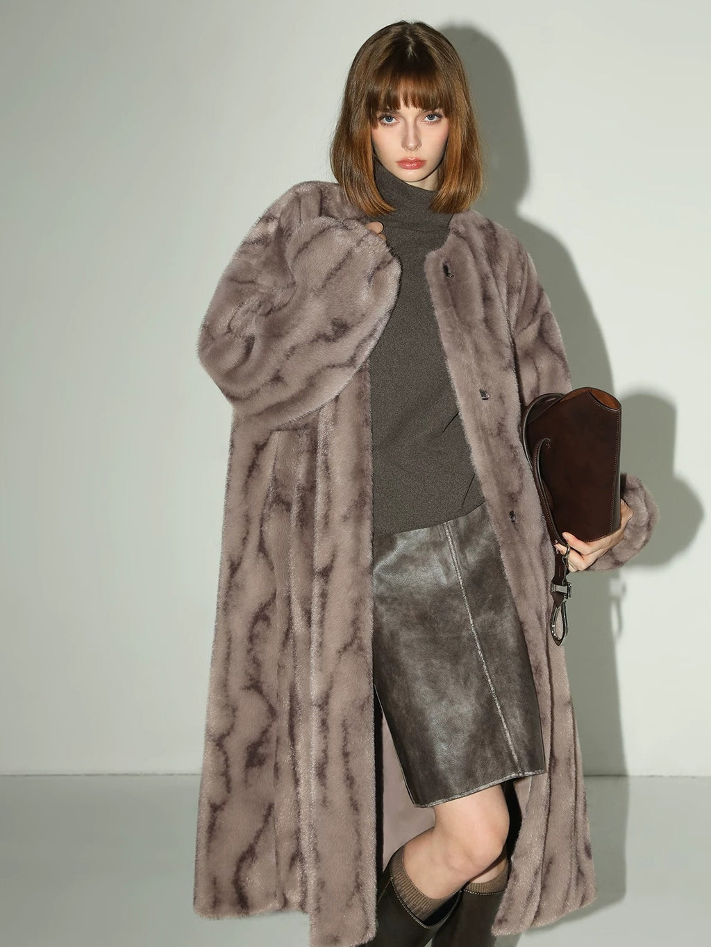 COCOBELLA Soft Plush Faux Fur Stand Collar Minimalist Commuter Women Outerwear Jackets