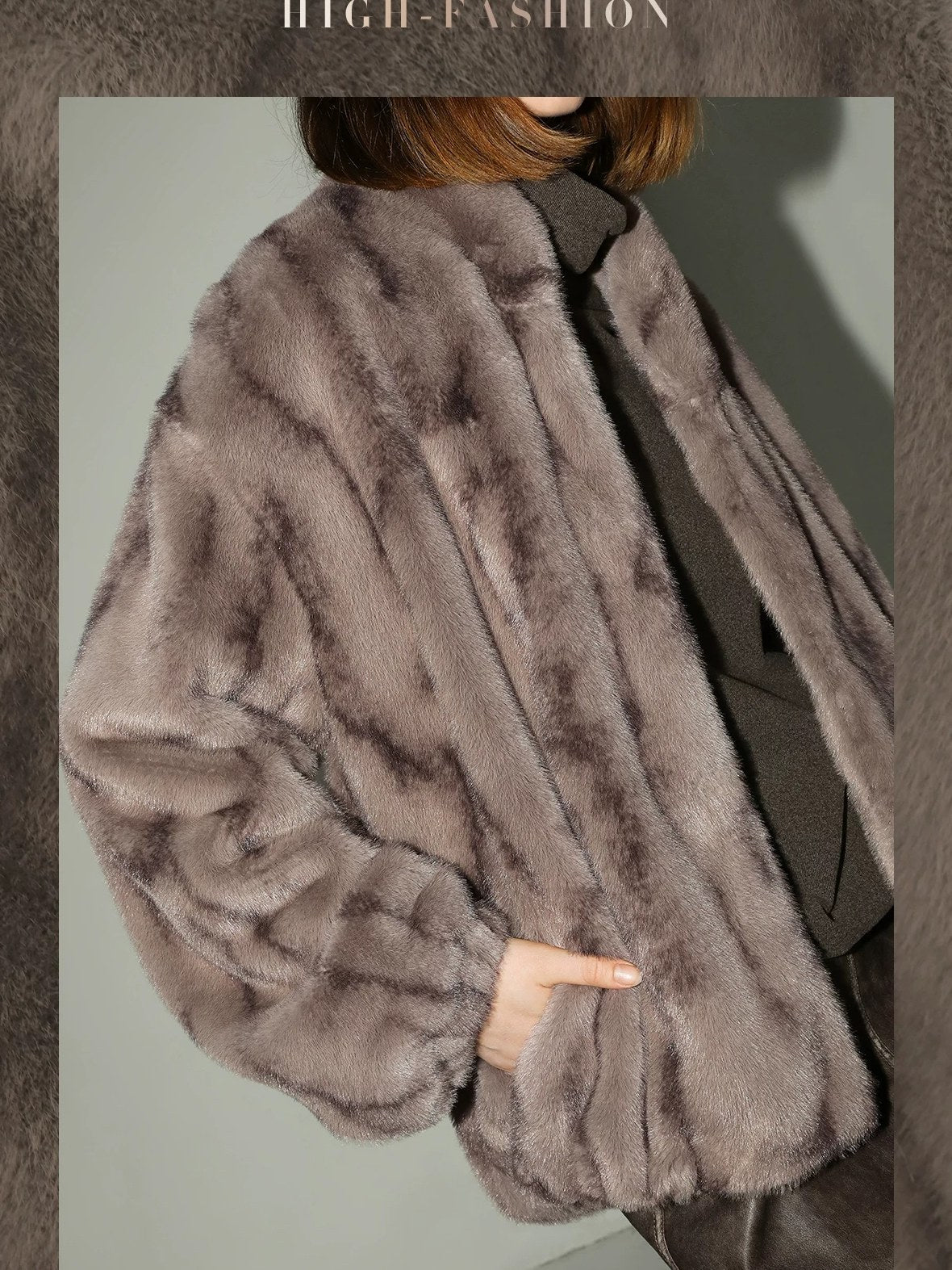 COCOBELLA Soft Plush Faux Fur Stand Collar Minimalist Commuter Women Outerwear Jackets