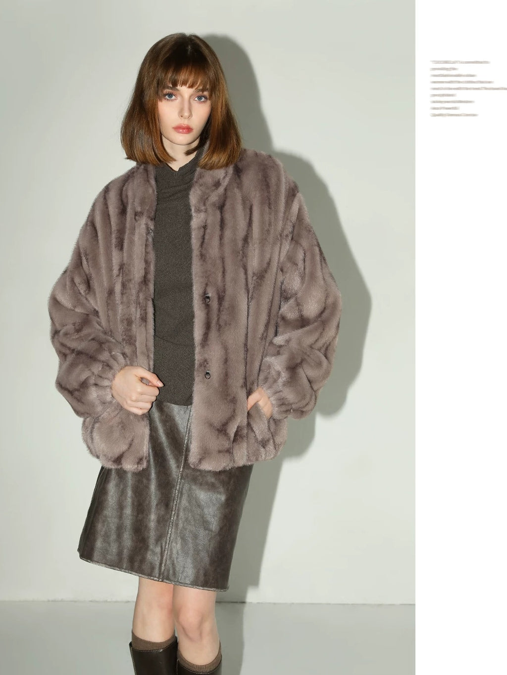 COCOBELLA Soft Plush Faux Fur Stand Collar Minimalist Commuter Women Outerwear Jackets