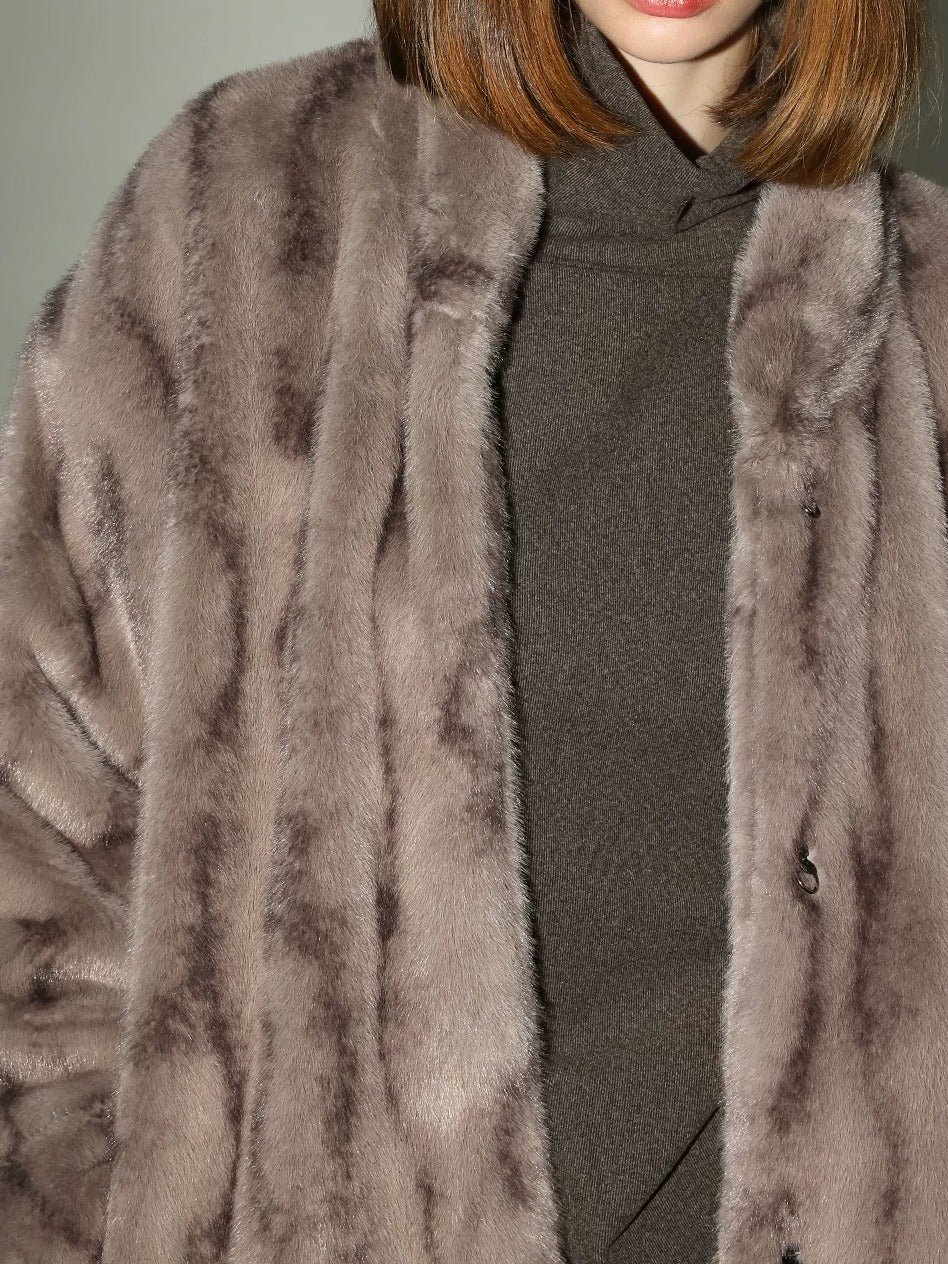 COCOBELLA Soft Plush Faux Fur Stand Collar Minimalist Commuter Women Outerwear Jackets