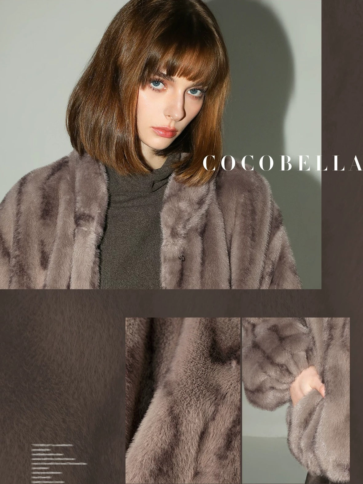 COCOBELLA Soft Plush Faux Fur Stand Collar Minimalist Commuter Women Outerwear Jackets