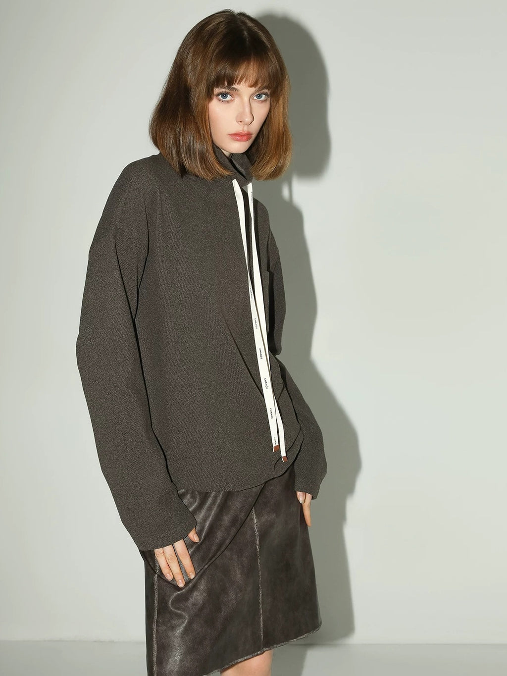 COCOBELLA Soft Pullover Loose Fit Stand Collar Long Sleeve Solid Color Athleisure Hoodies