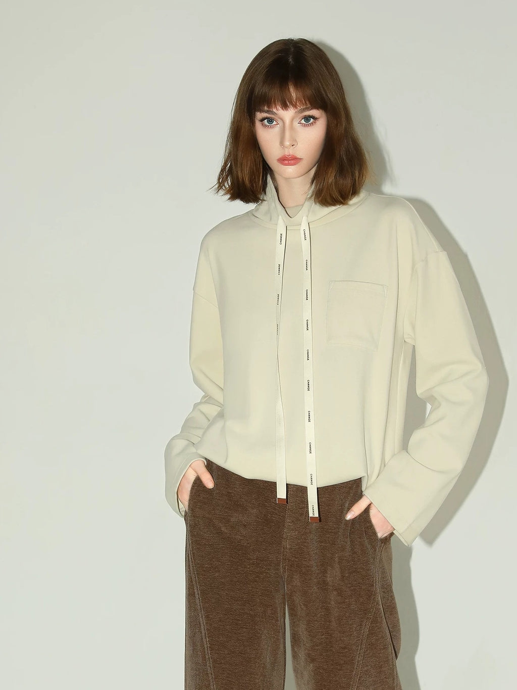 COCOBELLA Soft Pullover Loose Fit Stand Collar Long Sleeve Solid Color Athleisure Hoodies