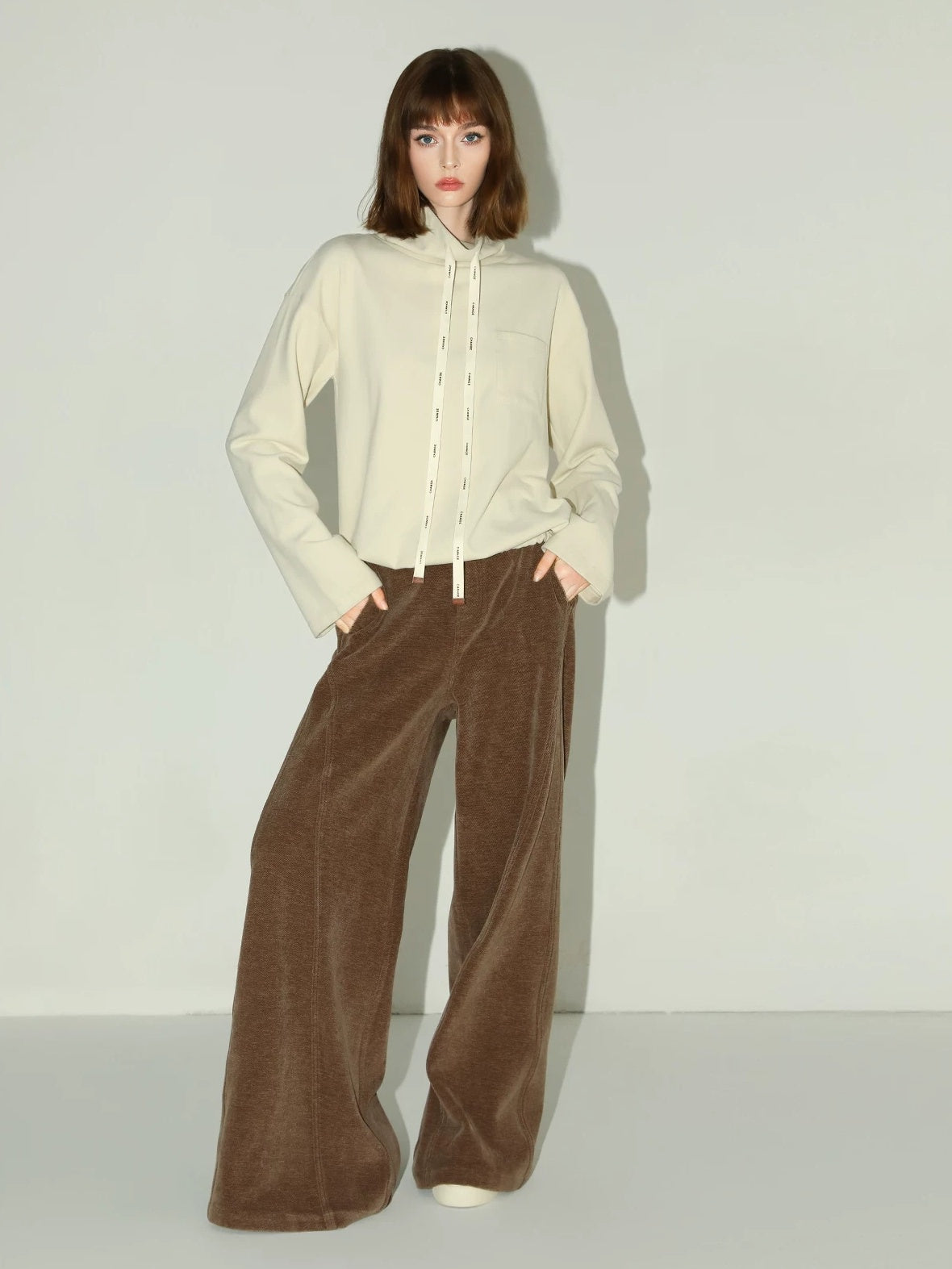 COCOBELLA Soft Pullover Loose Fit Stand Collar Long Sleeve Solid Color Athleisure Hoodies