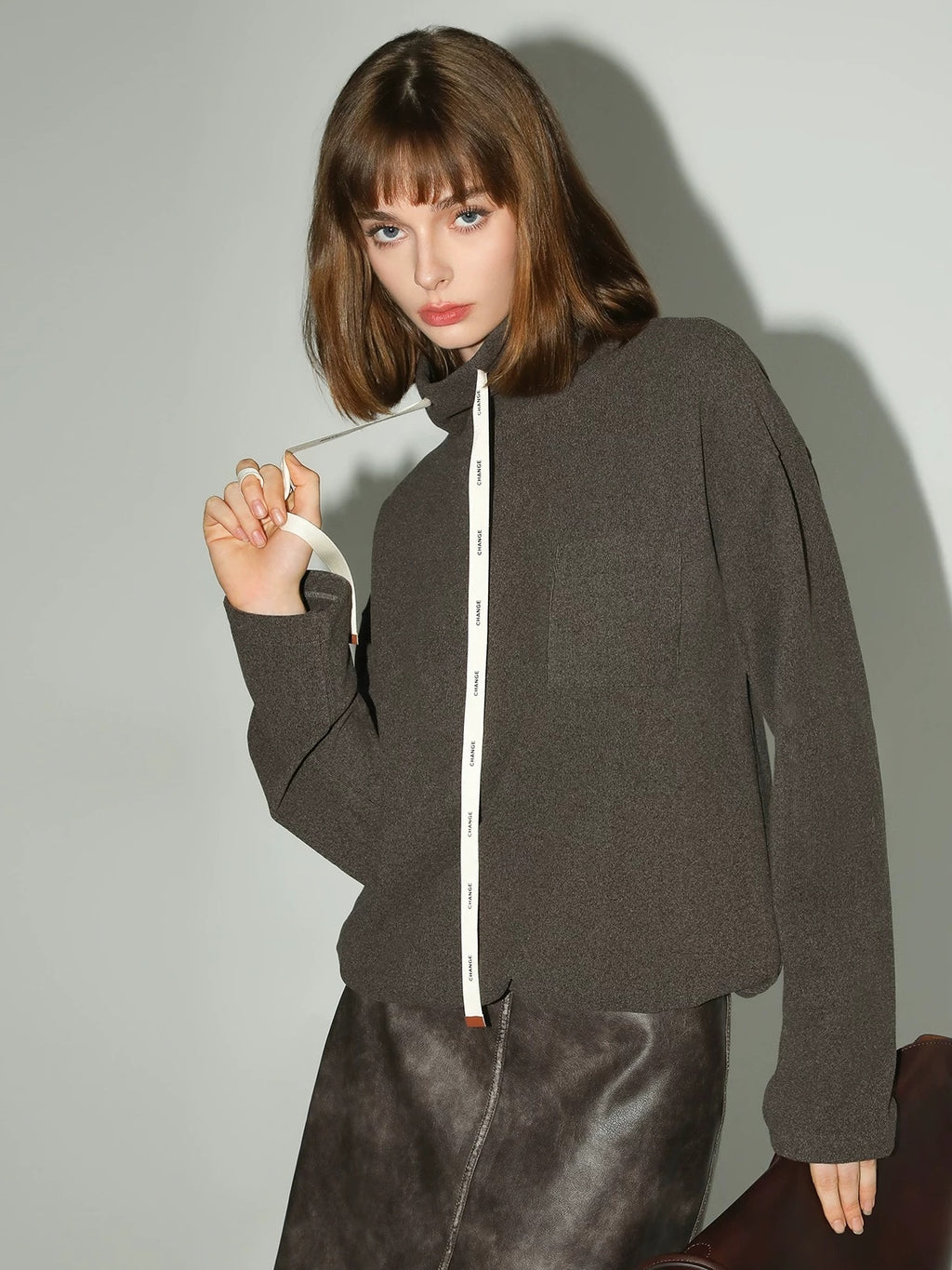 COCOBELLA Soft Pullover Loose Fit Stand Collar Long Sleeve Solid Color Athleisure Hoodies