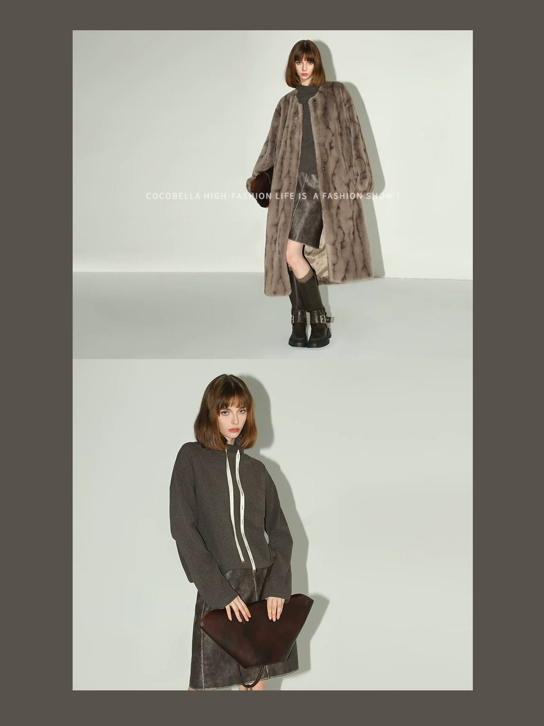 COCOBELLA Soft Pullover Loose Fit Stand Collar Long Sleeve Solid Color Athleisure Hoodies