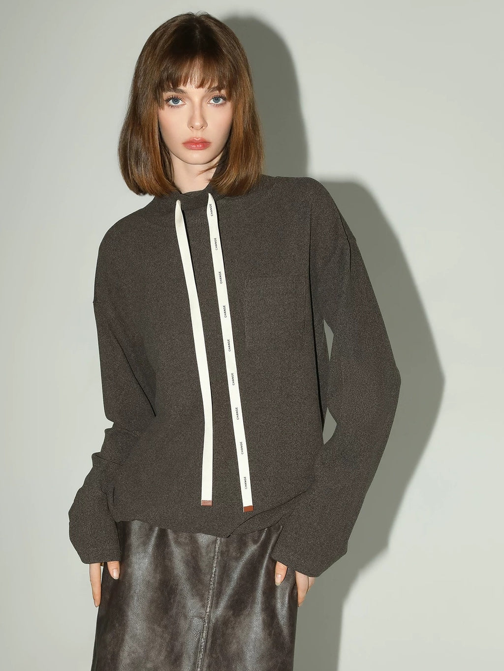 COCOBELLA Soft Pullover Loose Fit Stand Collar Long Sleeve Solid Color Athleisure Hoodies