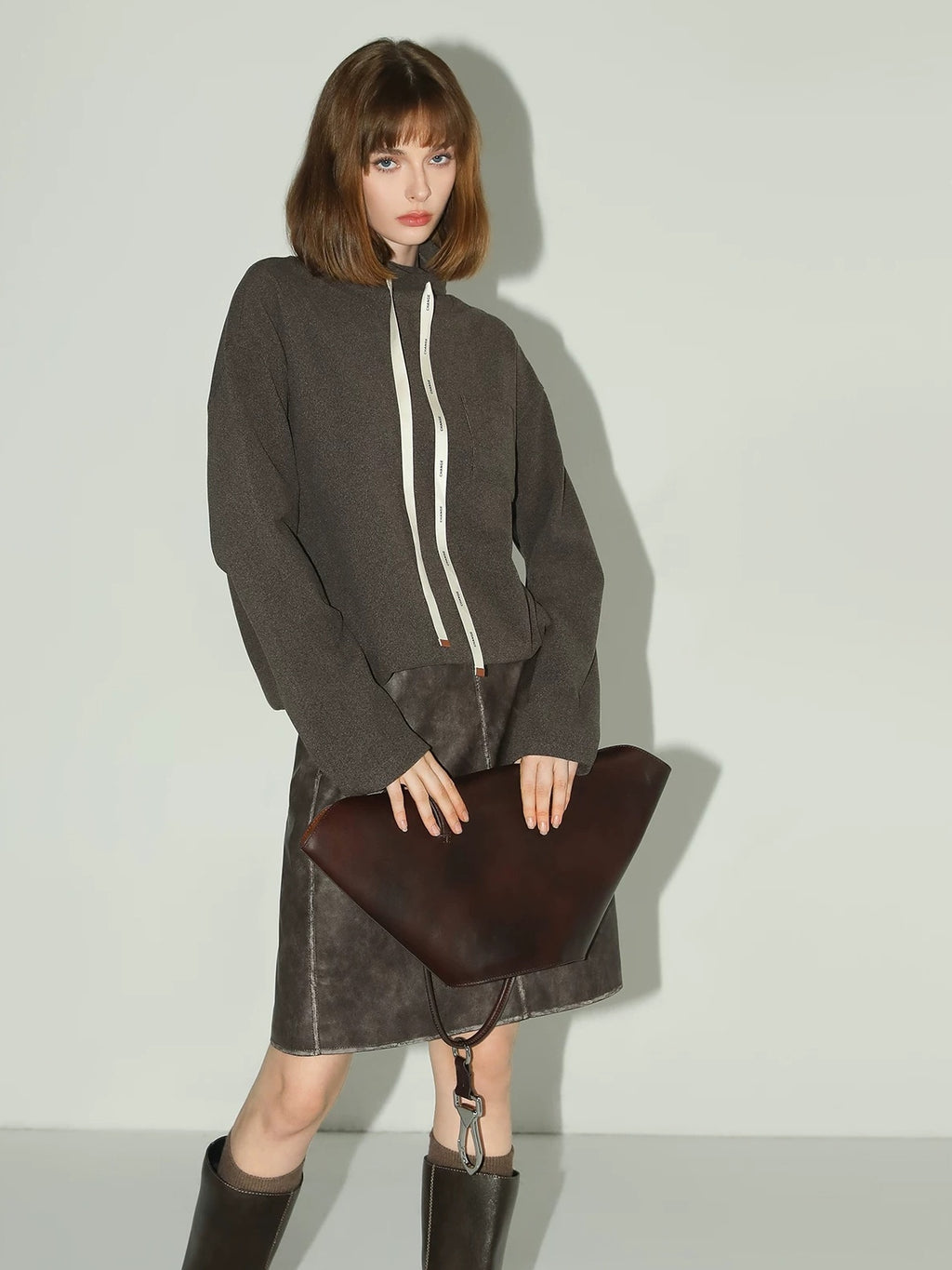 COCOBELLA Soft Pullover Loose Fit Stand Collar Long Sleeve Solid Color Athleisure Hoodies