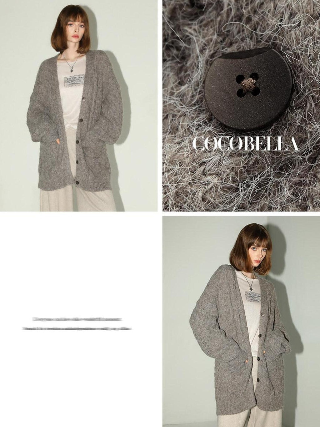 COCOBELLA Soft Relaxed Cable Button Midlength Knit Cardigan Women Acrylic Blend Sweater