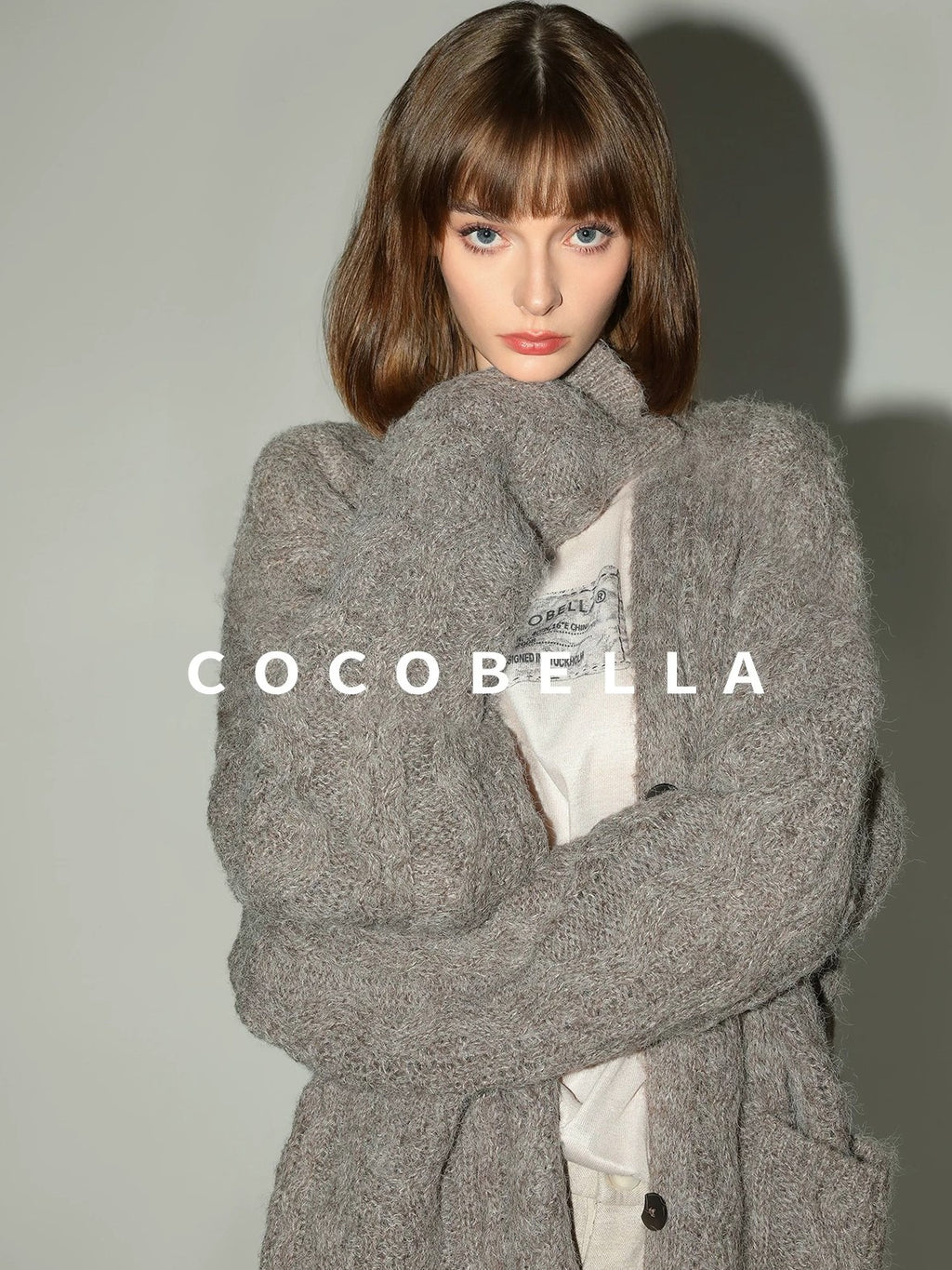 COCOBELLA Soft Relaxed Cable Button Midlength Knit Cardigan Women Acrylic Blend Sweater