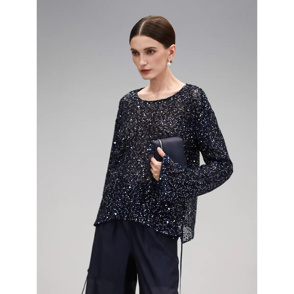 COCOBELLA_Soft_Sequin_Knit_Straight_Fit_Commuter_Chic_Women_Round_Neck_Pullover_Sweater_MISSTT