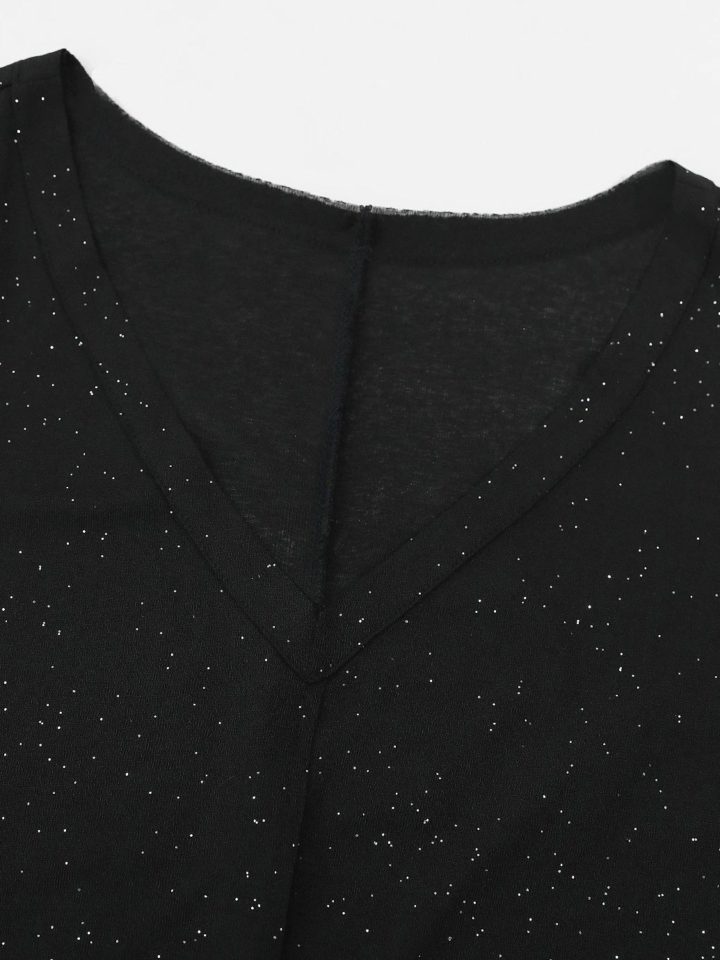 COCOBELLA Soft Sequin Minimal Commuter Loose V Neck Long Sleeve Knitted Stretch Shirts