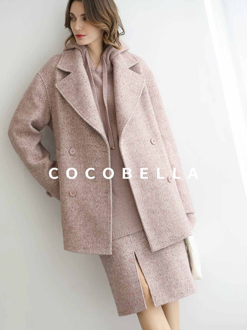 COCOBELLA Soft Sequin Shimmer Casual Loose Knit Hooded Women Honey Pink Pullover Sweater