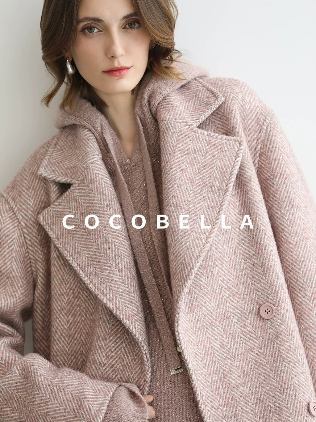 COCOBELLA Soft Sequin Shimmer Casual Loose Knit Hooded Women Honey Pink Pullover Sweater