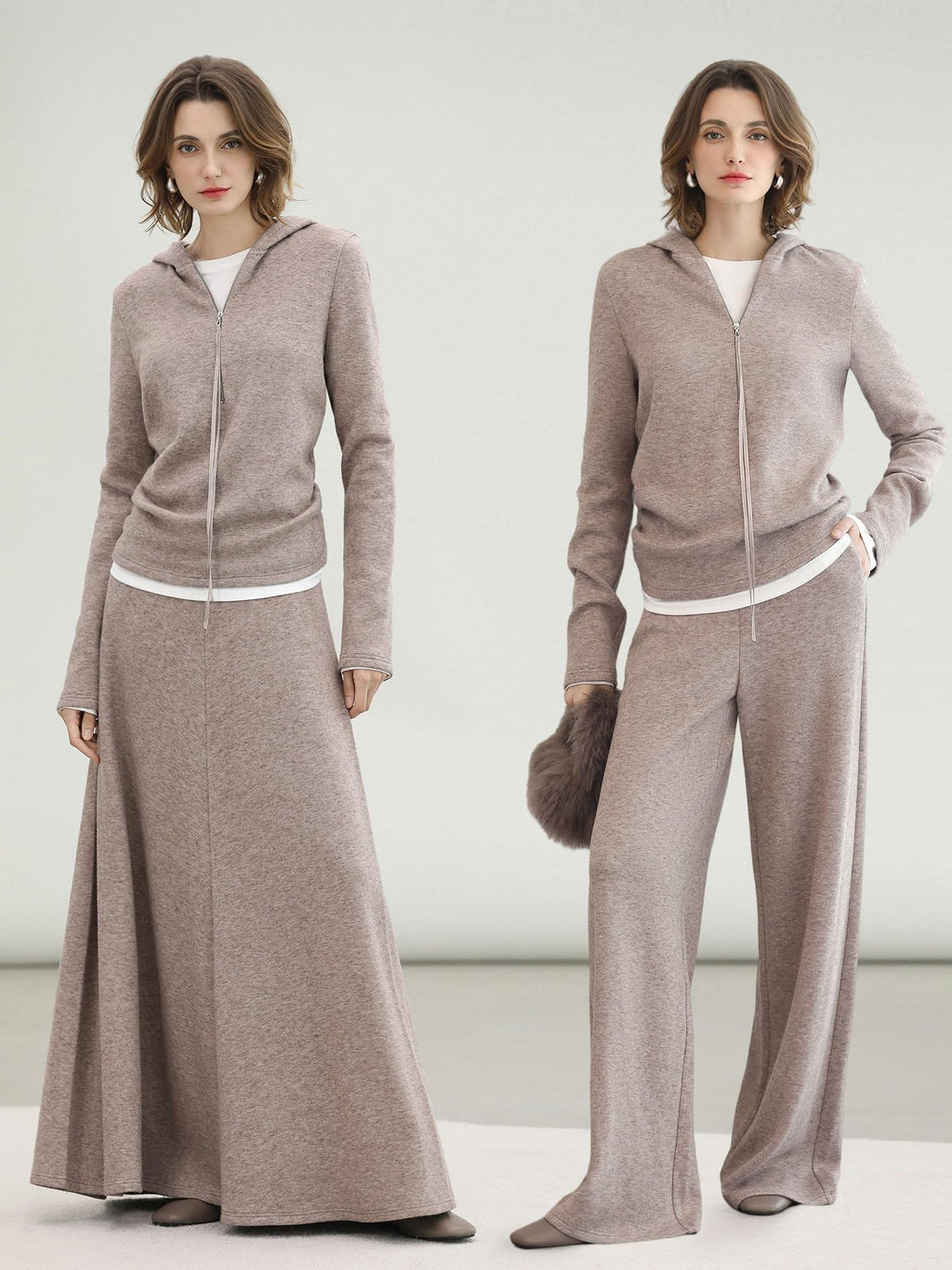 COCOBELLA Soft Shimmer Hooded Straight Fit Casual Women Viscose Blend Zip Knit Sweater