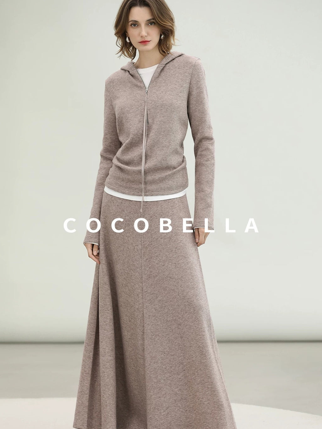 COCOBELLA Soft Shimmer Hooded Straight Fit Casual Women Viscose Blend Zip Knit Sweater