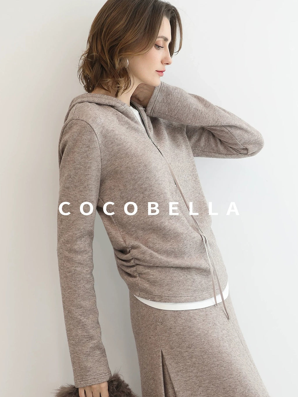 COCOBELLA Soft Shimmer Hooded Straight Fit Casual Women Viscose Blend Zip Knit Sweater