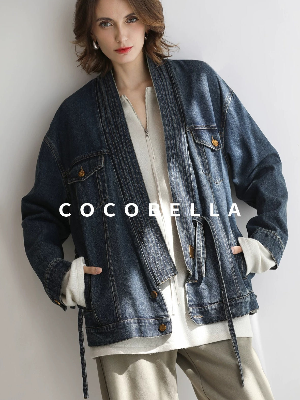 COCOBELLA Soft Shimmer Loose Dropped Shoulder Crew Neck Viscose Blend Knit Sweater