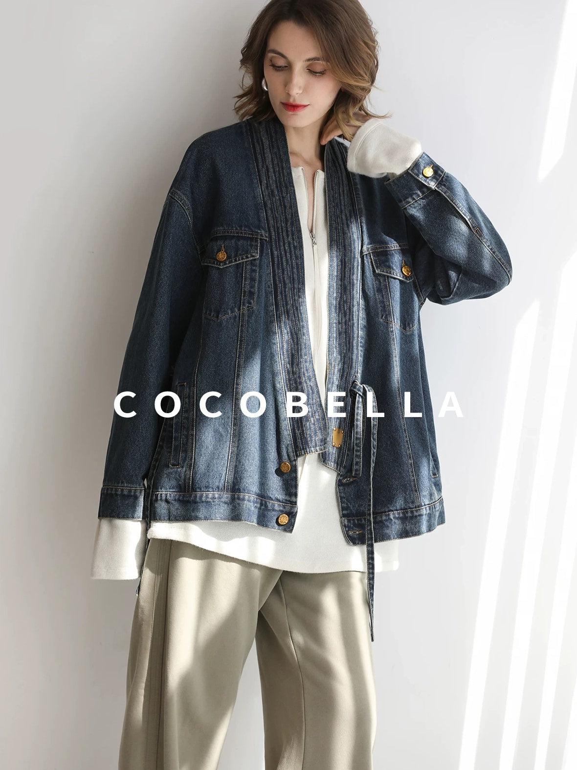 COCOBELLA Soft Shimmer Loose Dropped Shoulder Crew Neck Viscose Blend Knit Sweater