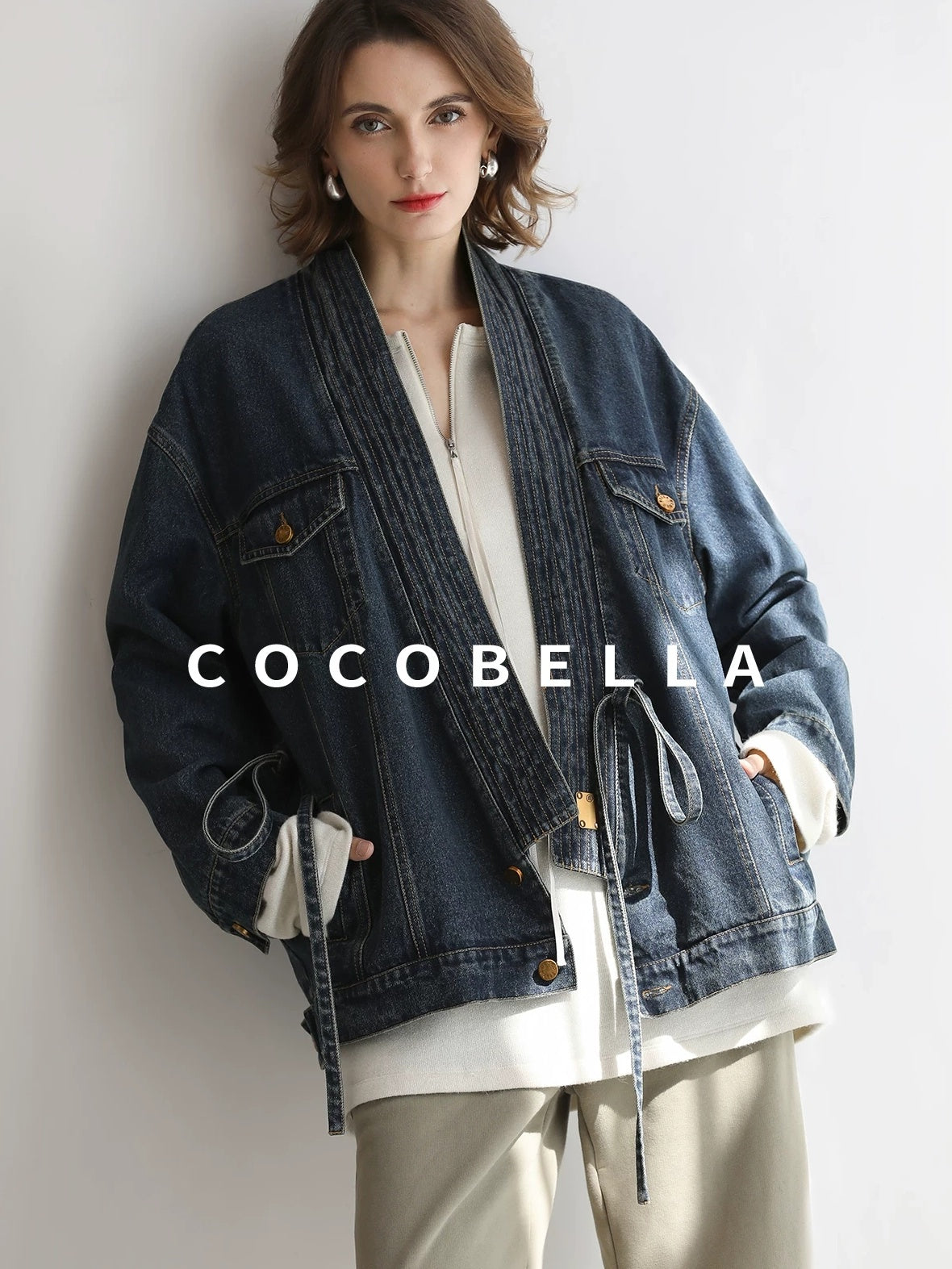 COCOBELLA Soft Shimmer Loose Dropped Shoulder Crew Neck Viscose Blend Knit Sweater