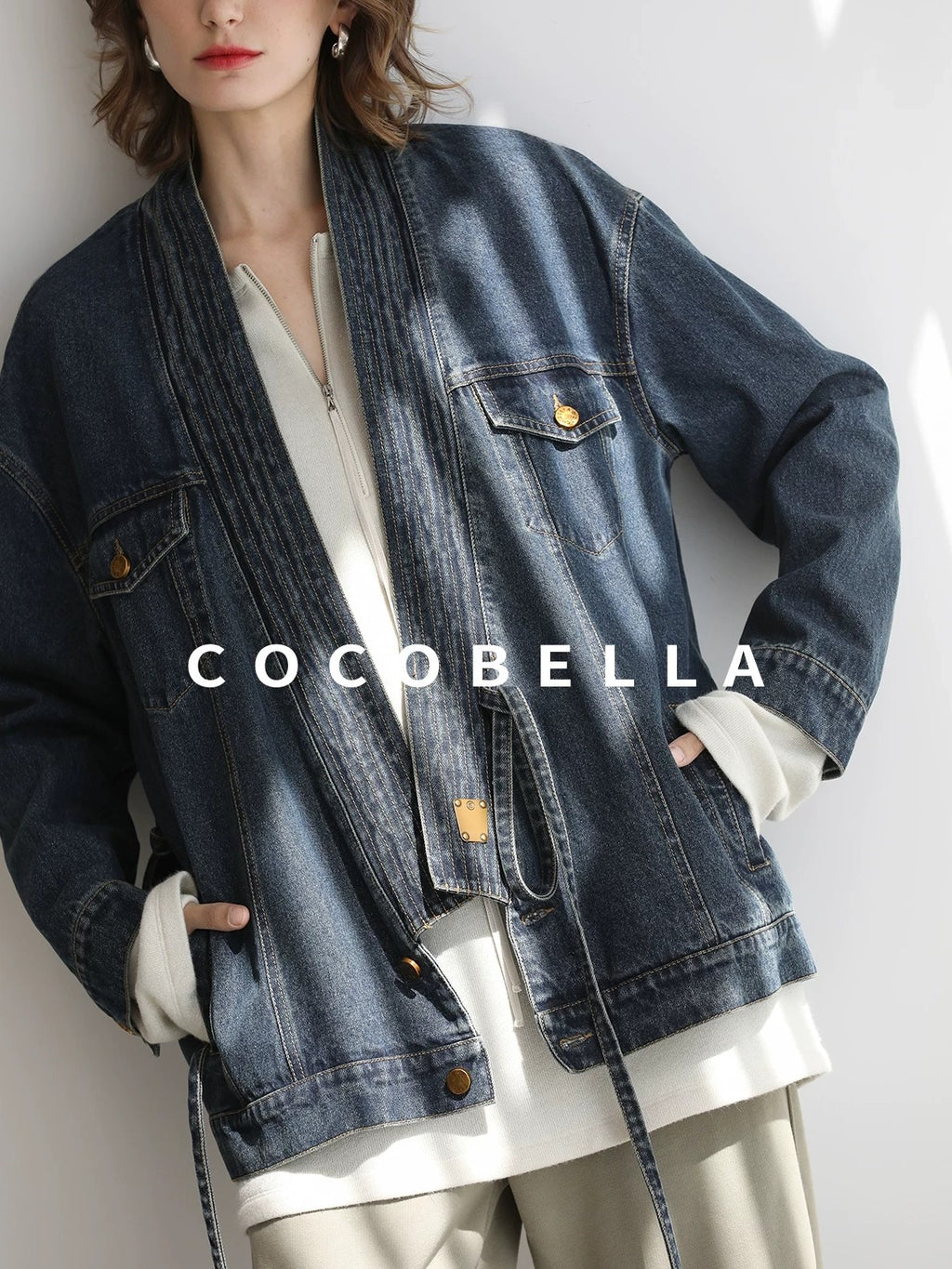 COCOBELLA Soft Shimmer Loose Dropped Shoulder Crew Neck Viscose Blend Knit Sweater