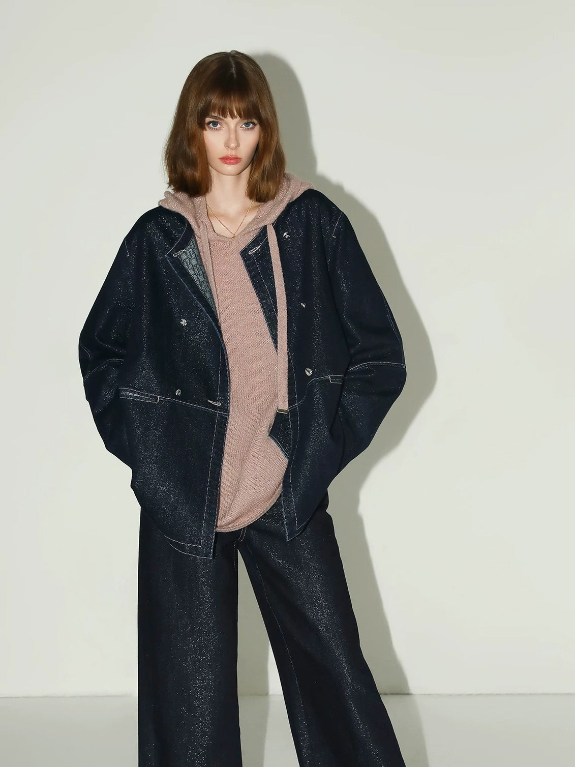 COCOBELLA Soft Shimmer Sequin Hooded Loose Fit Sweet Womens Cozy Pullover Sweater