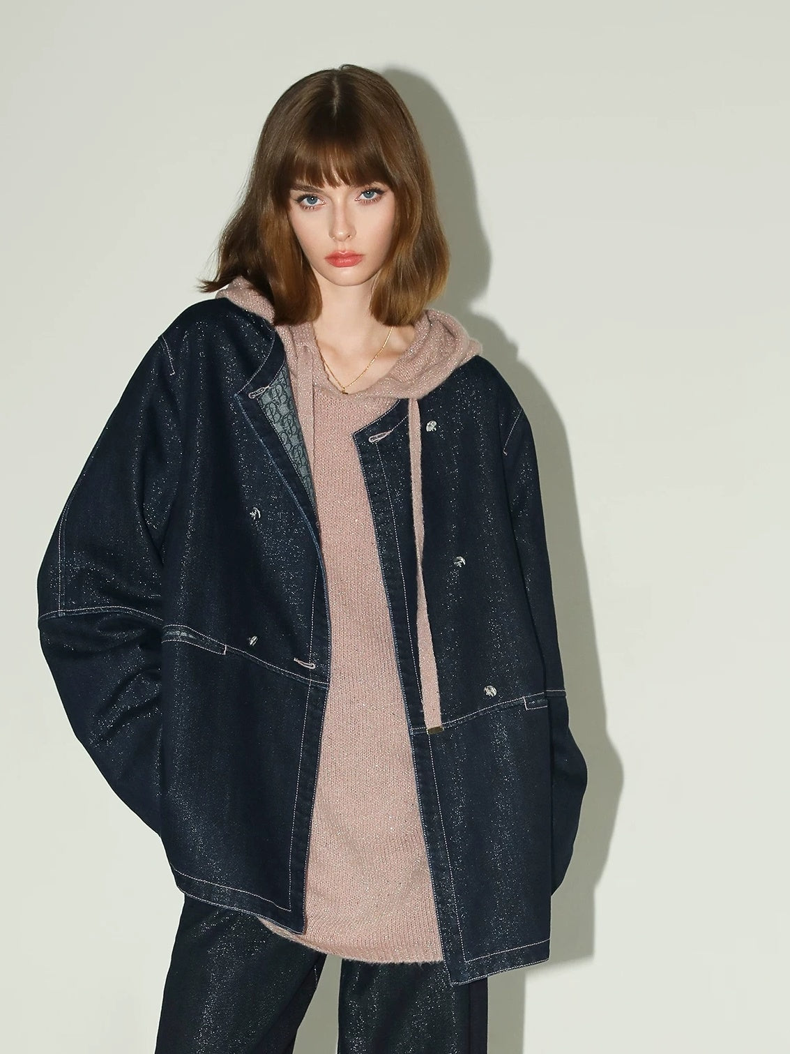 COCOBELLA Soft Shimmer Sequin Hooded Loose Fit Sweet Womens Cozy Pullover Sweater