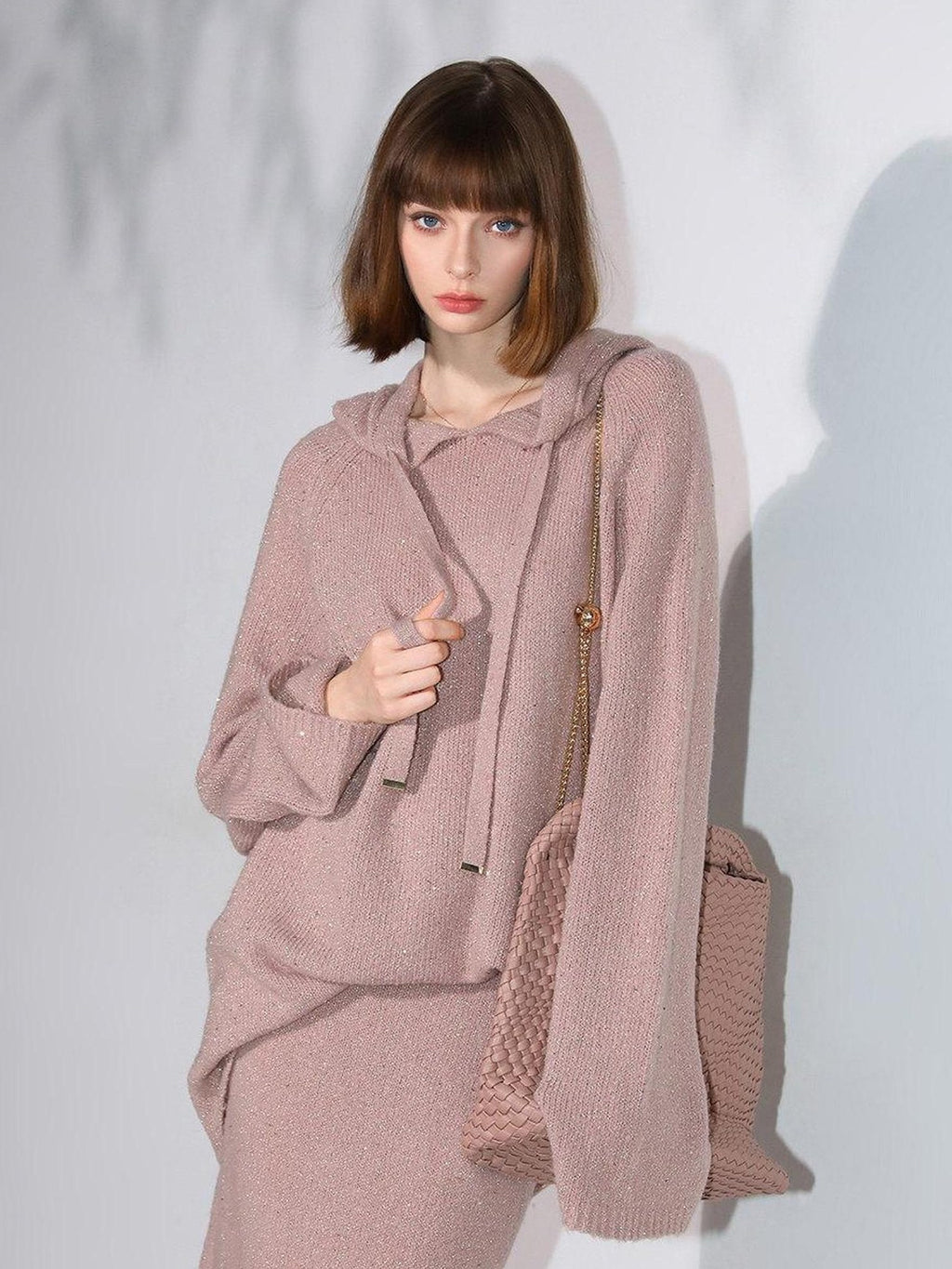 COCOBELLA Soft Shimmer Sequin Hooded Loose Fit Sweet Womens Cozy Pullover Sweater