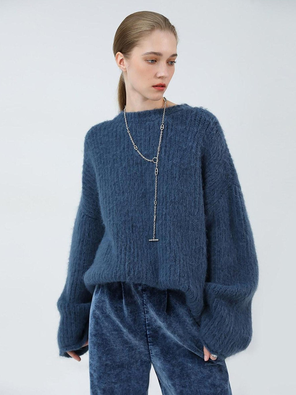 COCOBELLA Soft Slouchy Vintage Commuter Crewneck Women Acrylic Blend Sweater