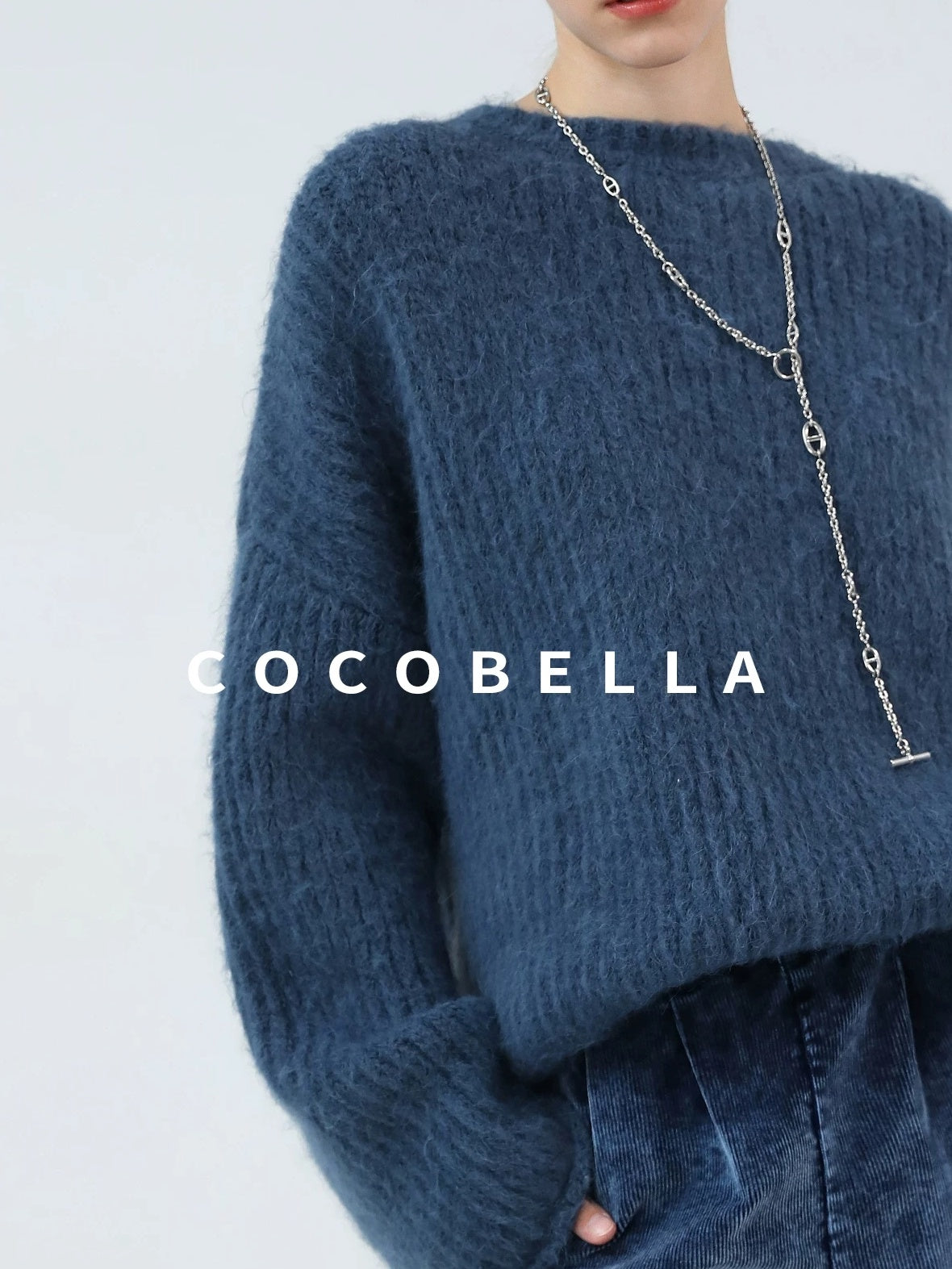 COCOBELLA Soft Slouchy Vintage Commuter Crewneck Women Acrylic Blend Sweater