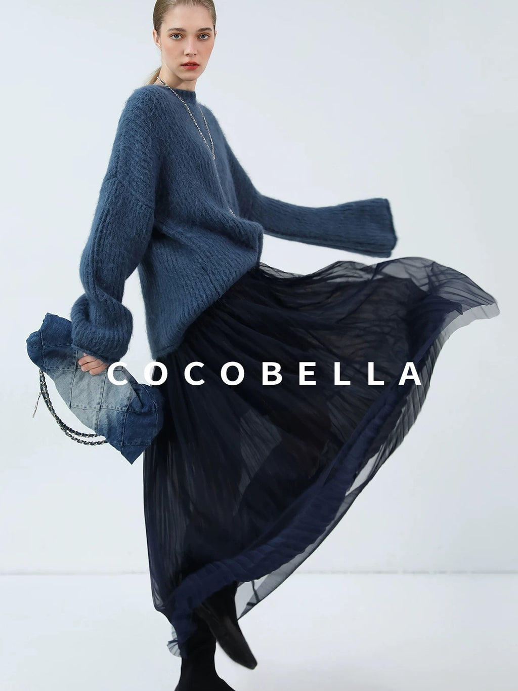 COCOBELLA Soft Slouchy Vintage Commuter Crewneck Women Acrylic Blend Sweater