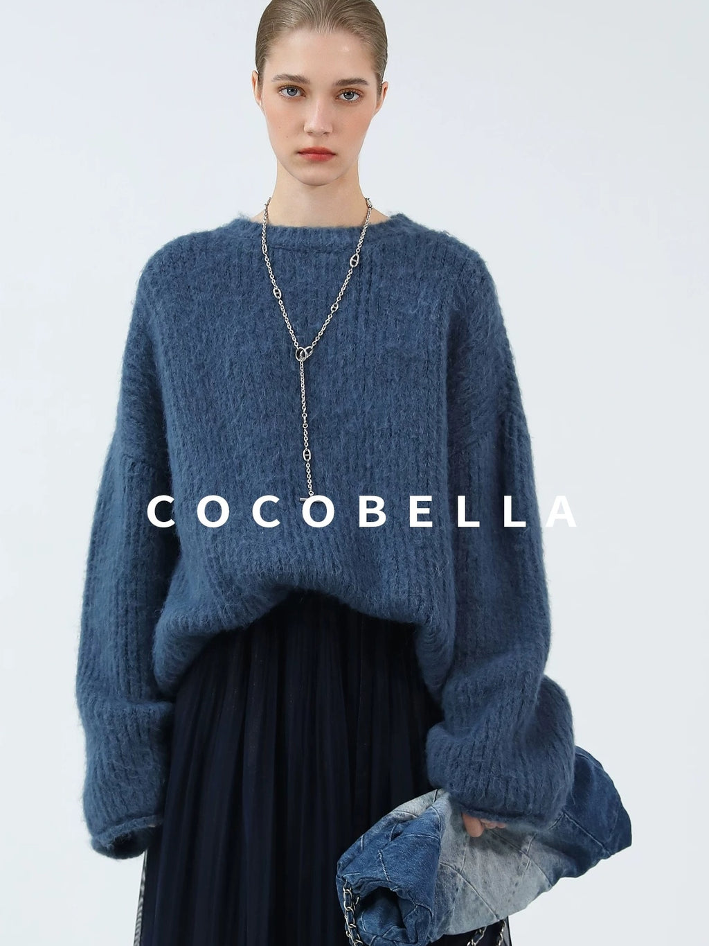 COCOBELLA Soft Slouchy Vintage Commuter Crewneck Women Acrylic Blend Sweater