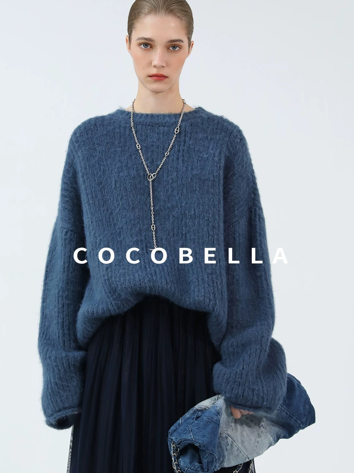 COCOBELLA Soft Slouchy Vintage Commuter Crewneck Women Acrylic Blend Sweater