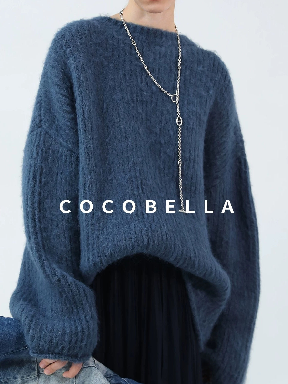 COCOBELLA Soft Slouchy Vintage Commuter Crewneck Women Acrylic Blend Sweater