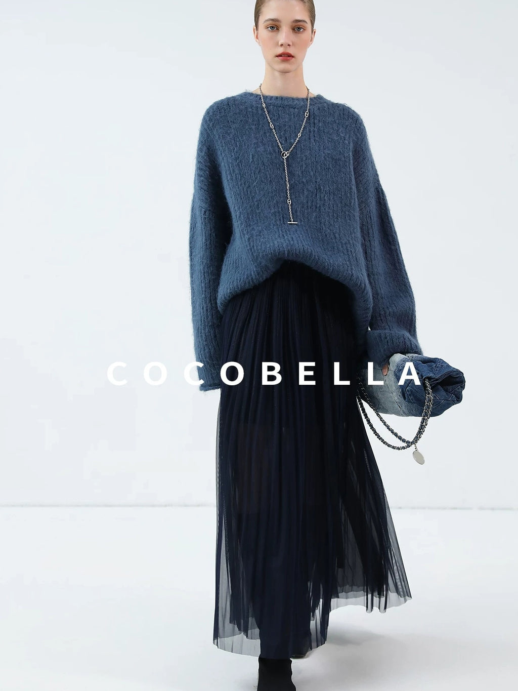 COCOBELLA Soft Slouchy Vintage Commuter Crewneck Women Acrylic Blend Sweater