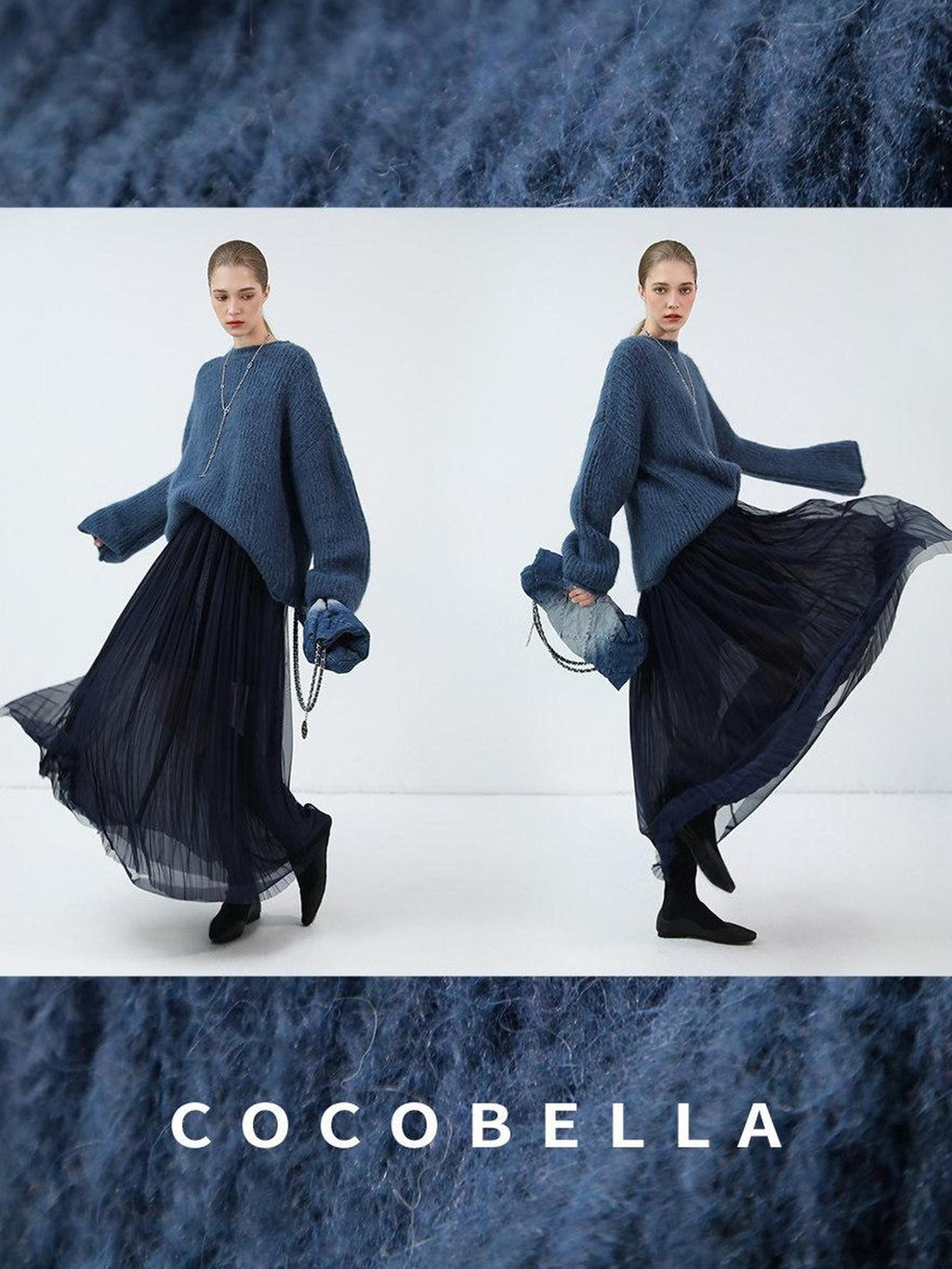 COCOBELLA Soft Slouchy Vintage Commuter Crewneck Women Acrylic Blend Sweater