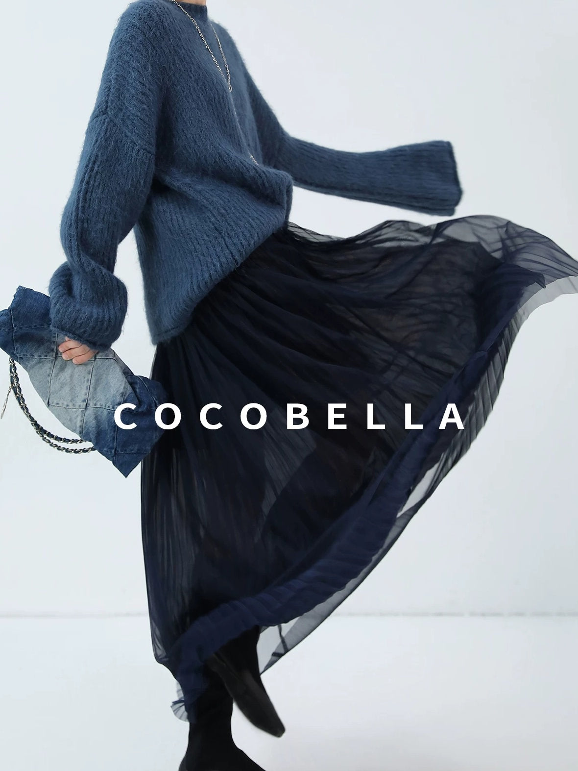 COCOBELLA Soft Slouchy Vintage Commuter Crewneck Women Acrylic Blend Sweater