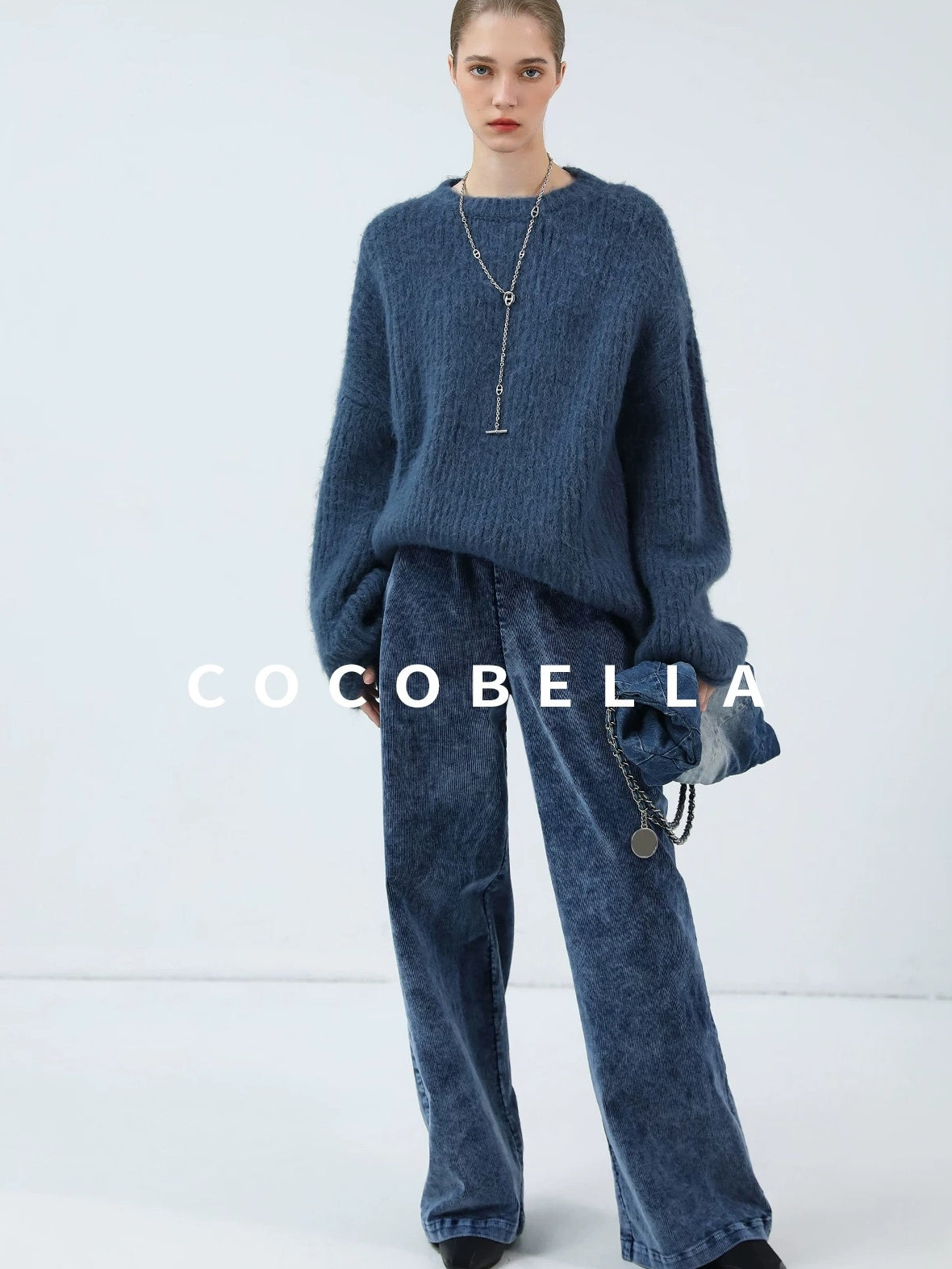 COCOBELLA Soft Slouchy Vintage Commuter Crewneck Women Acrylic Blend Sweater