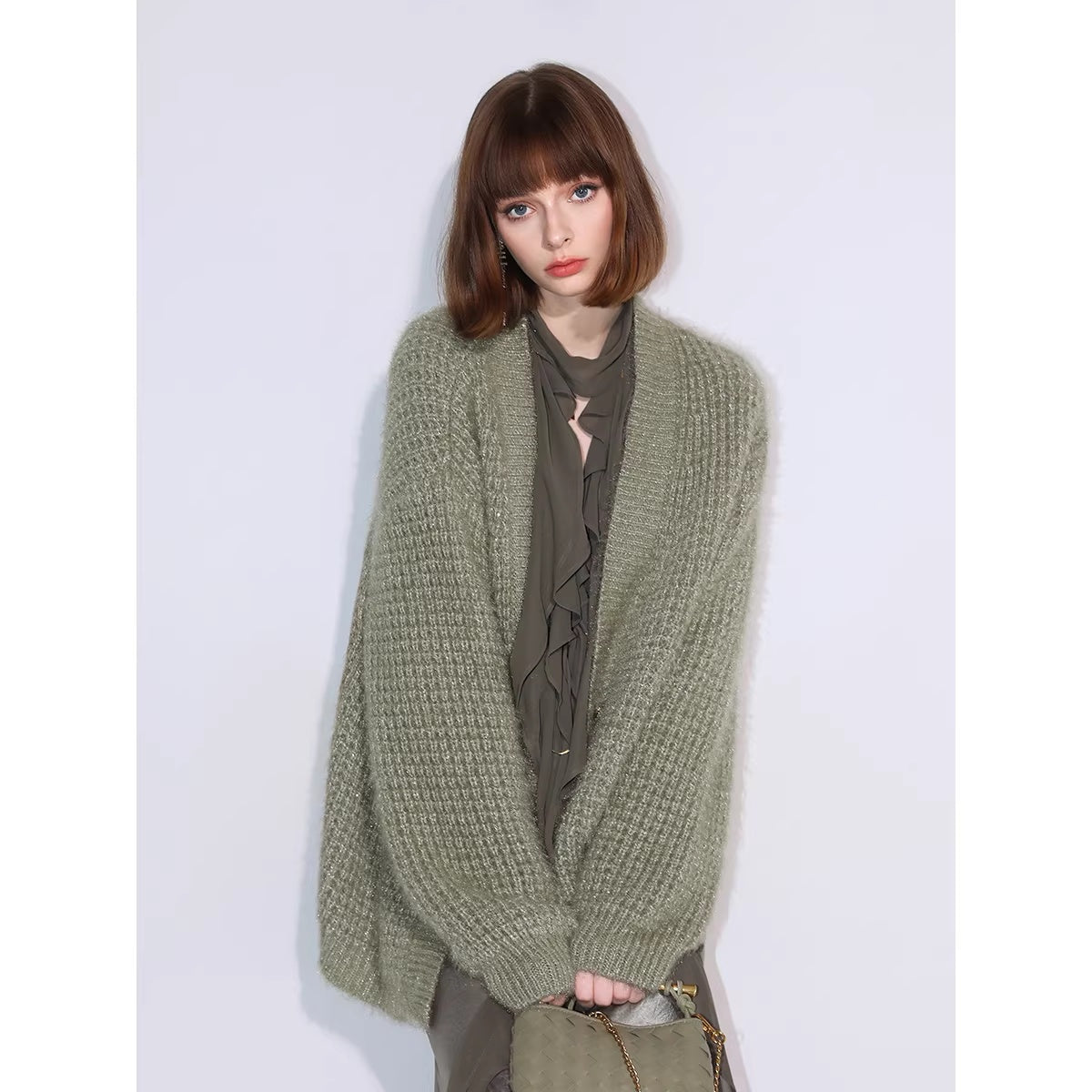 COCOBELLA_Soft_Sparkle_Buttoned_Loose_V_Neck_Ribbed_Knit_Cardigan_Women_Sky_Green_Sweater_MISSTT