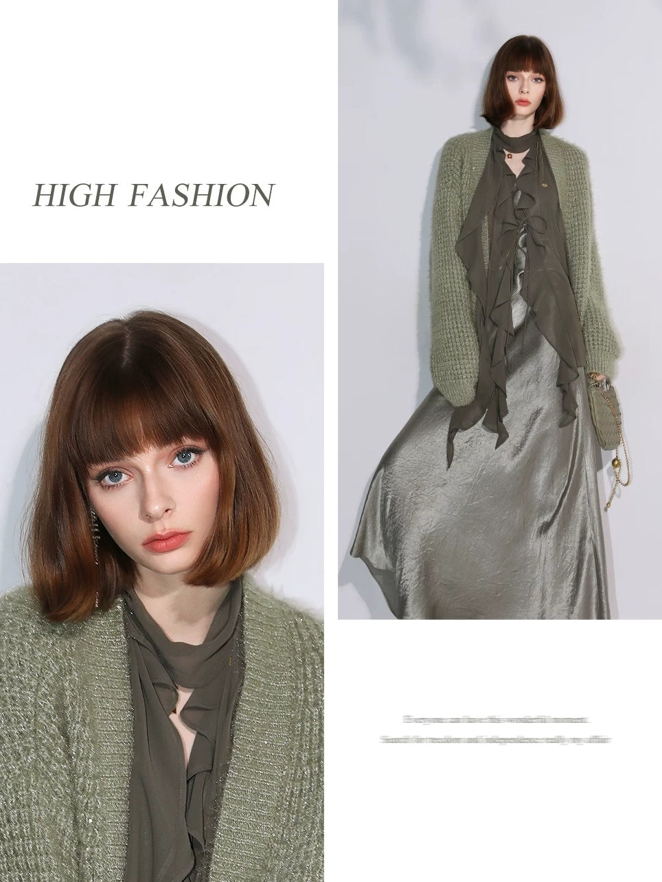 COCOBELLA Soft Sparkle Buttoned Loose V Neck Ribbed Knit Cardigan Women Sky Green Sweater