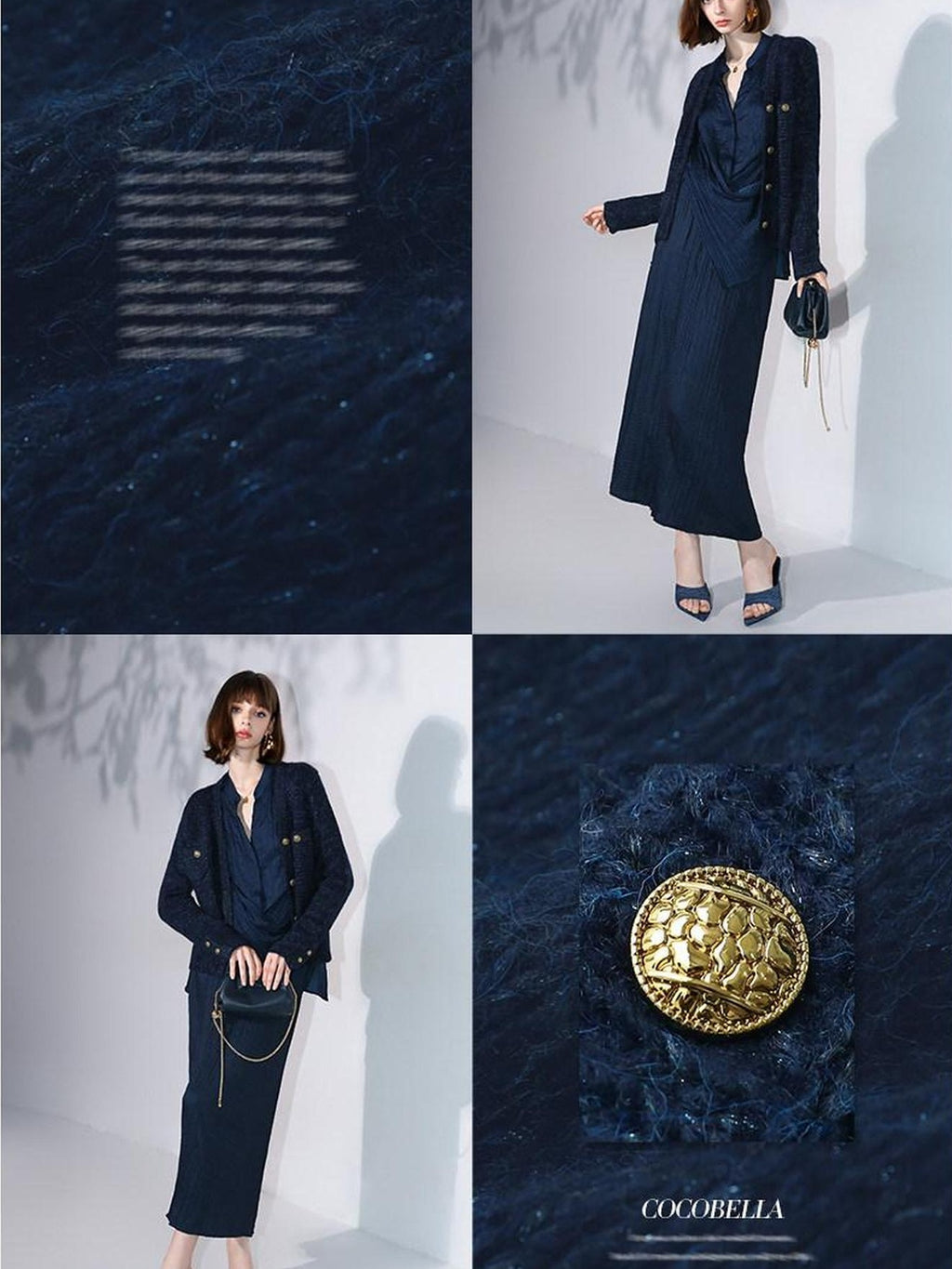 COCOBELLA Soft Sparkle V Neck Straight Cut Commuter Cardigan Womens Blue Sweater