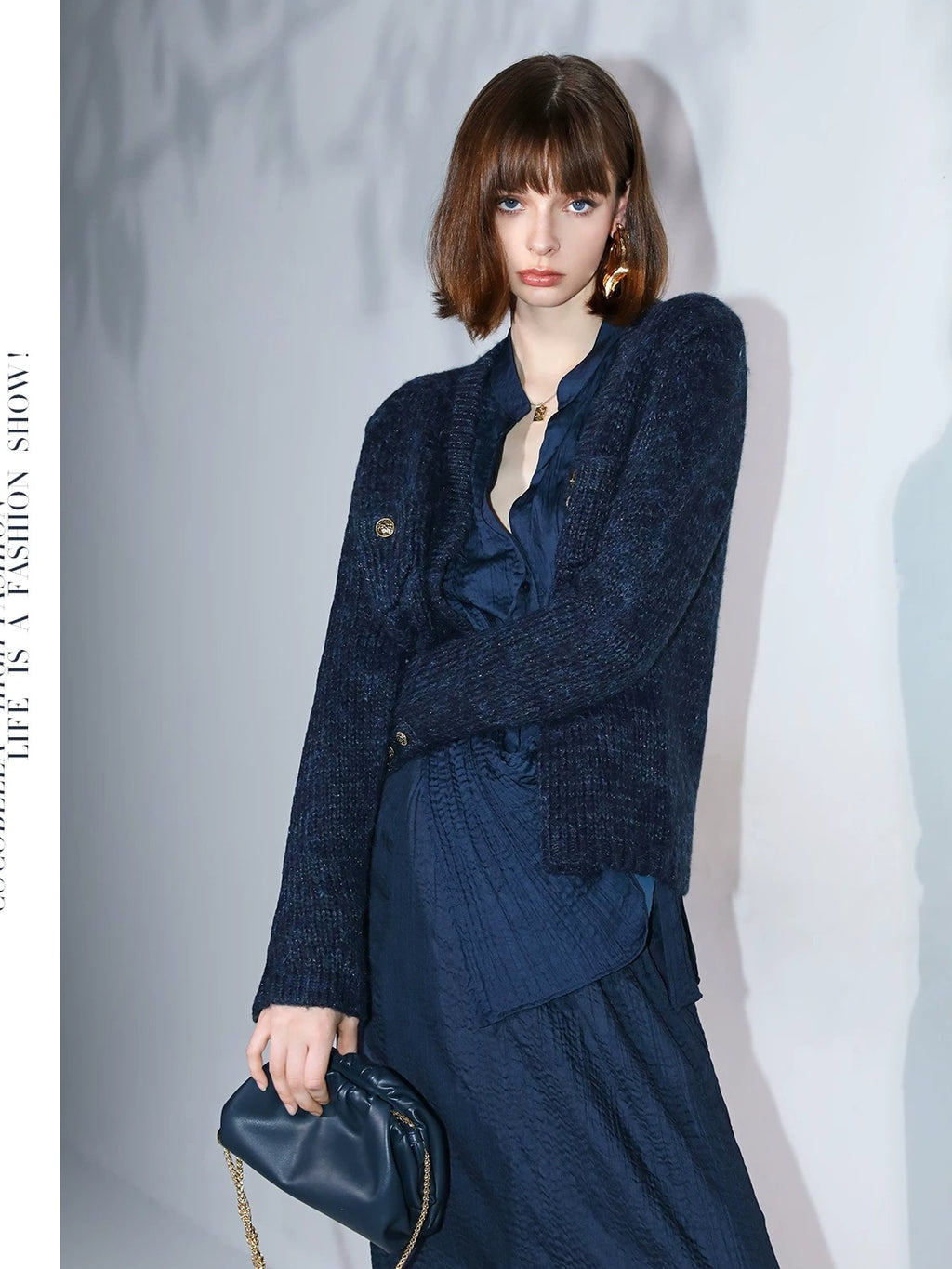 COCOBELLA Soft Sparkle V Neck Straight Cut Commuter Cardigan Womens Blue Sweater