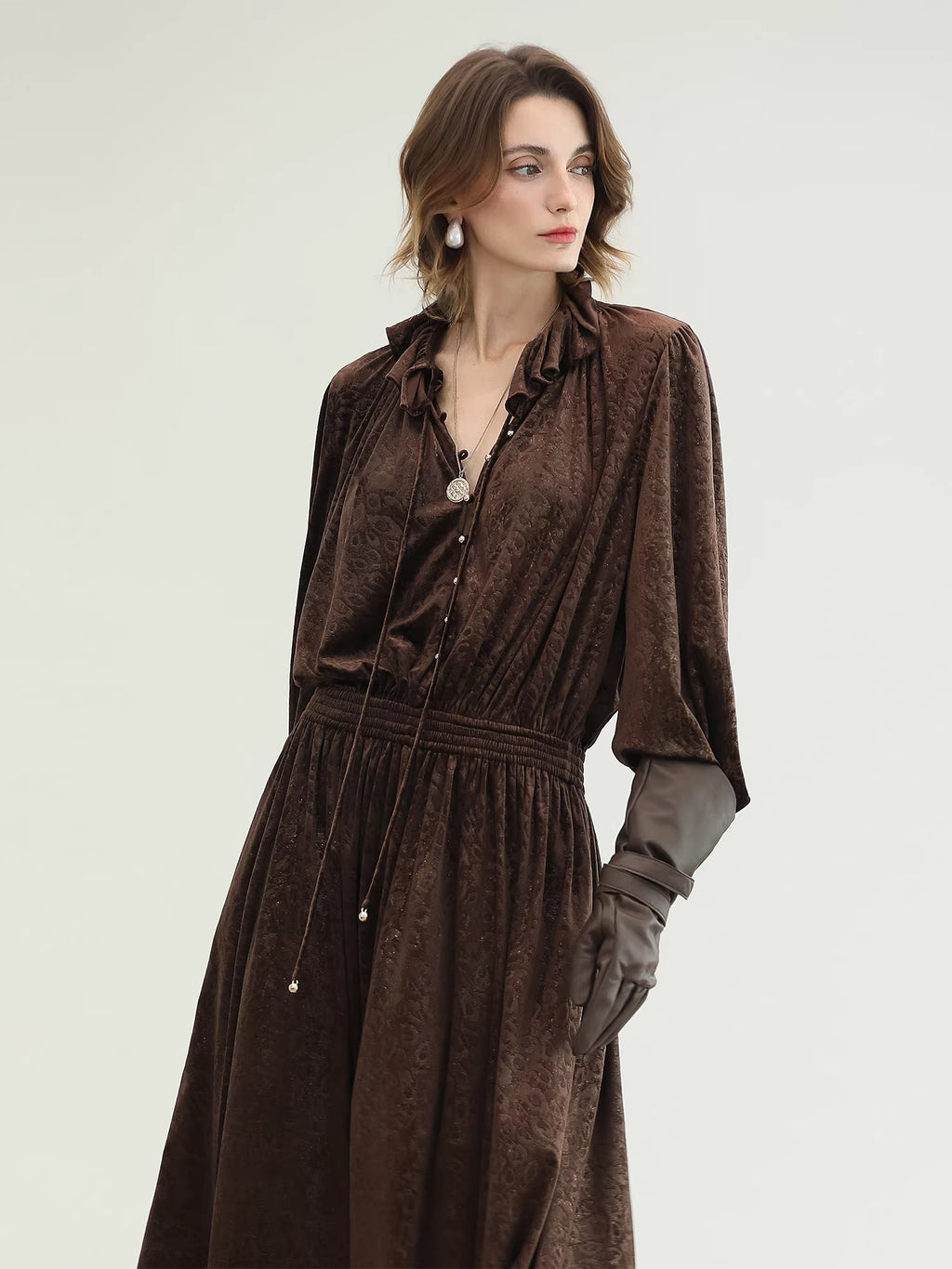 COCOBELLA_Soft_Stretch_Foil_V_Neck_Vintage_A_Line_Ruffle_Lace_Tie_Waist_Dresses_MISSTT