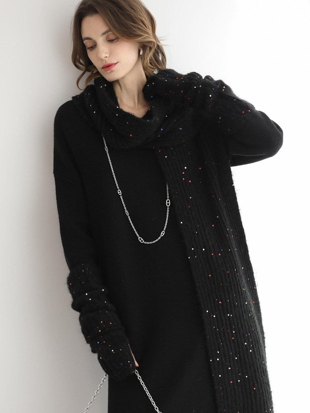 COCOBELLA Soft Stretch Knit V Neck H Silhouette City Commuter Wool Blend Dresses