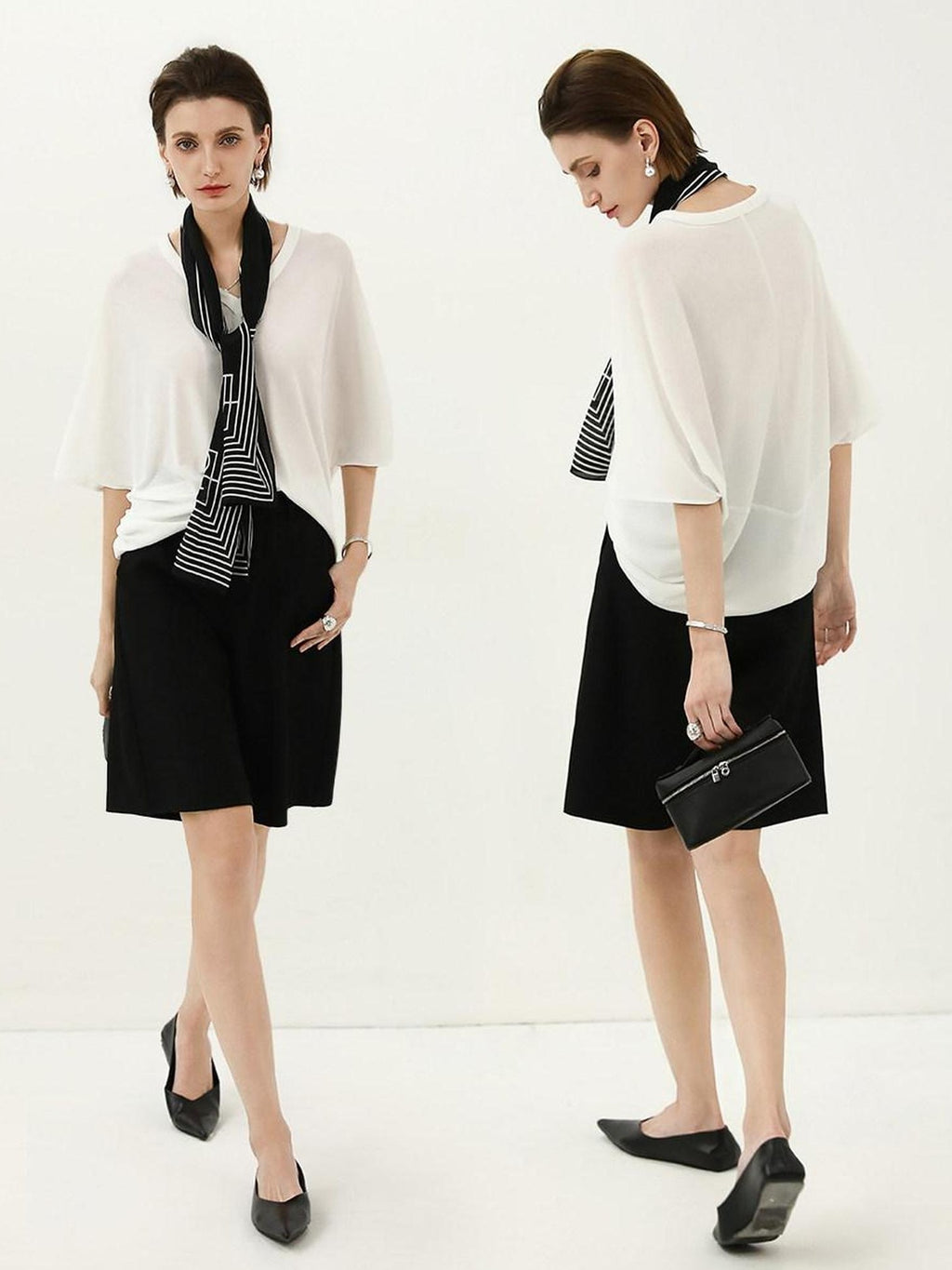 COCOBELLA Soft Stretch V Neck Batwing Short Sleeve Loose Casual Everyday Solid T-Shirts