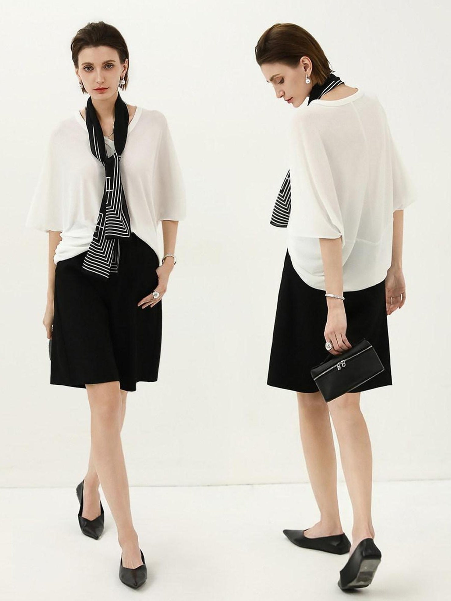 COCOBELLA Soft Stretch V Neck Batwing Short Sleeve Loose Casual Everyday Solid T-Shirts