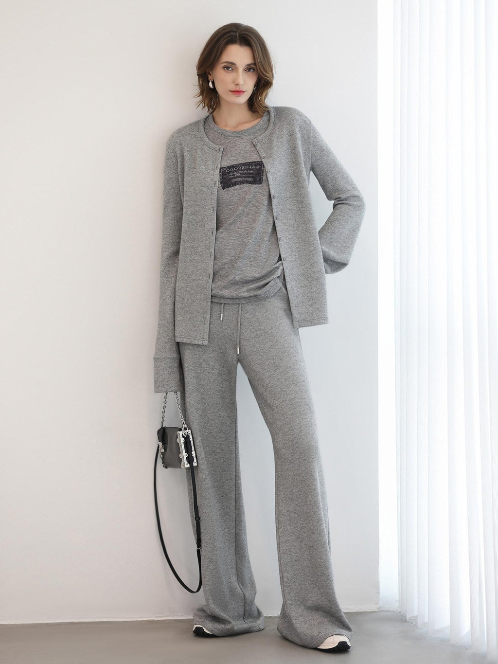 COCOBELLA Soft Thick Asymmetric Button Cardigan Commuter Office Fit Women Knit Sweater